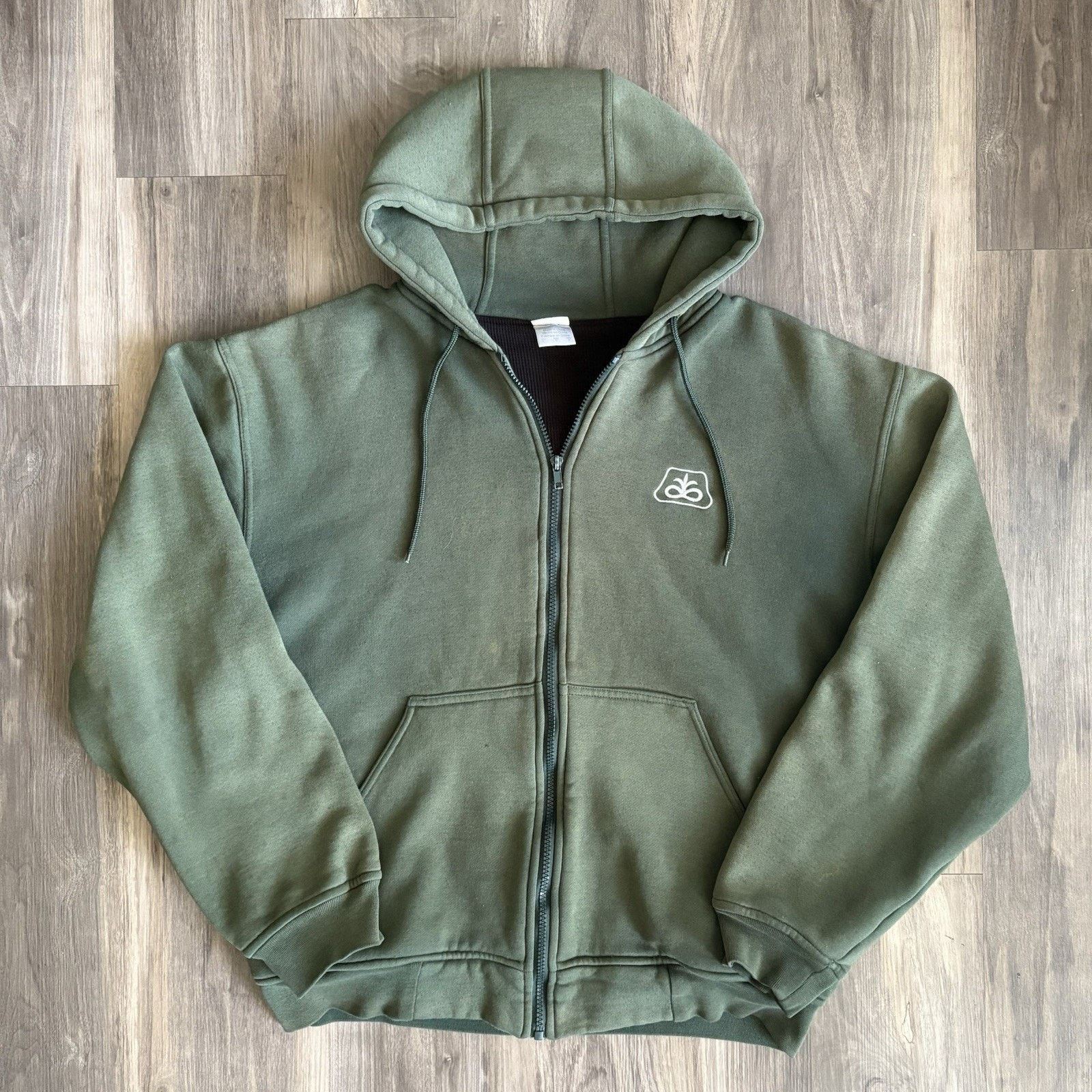 Vintage Vintage Faded Green Waffle Lined Hoodie Size L Distressed Size US L / EU 52-54 / 3 - 5 Thumbnail