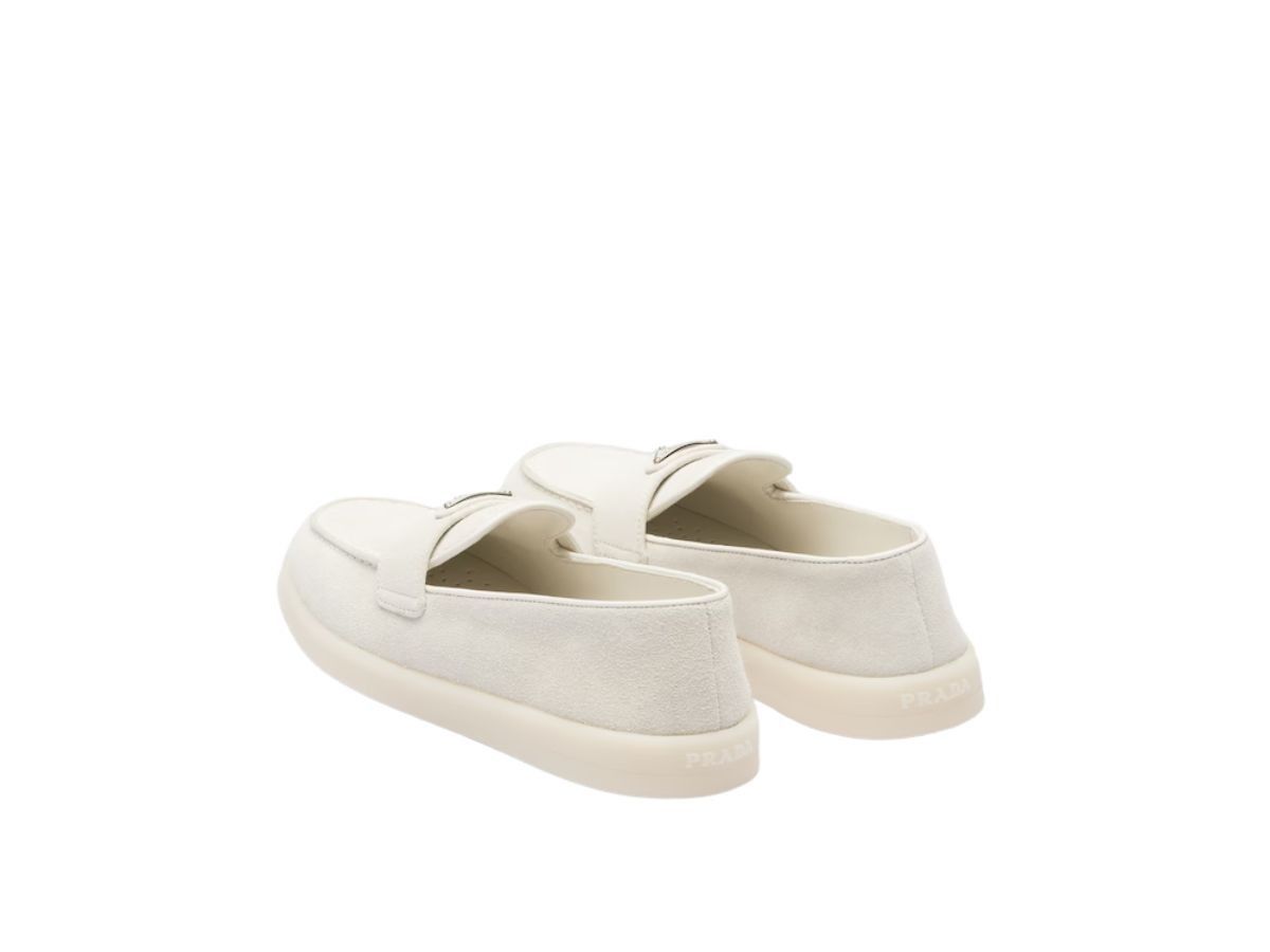Prada o1B3y1r0426 Suede Leather Loafers in Chalk White Size US 11 / IT 41 - 4 Thumbnail