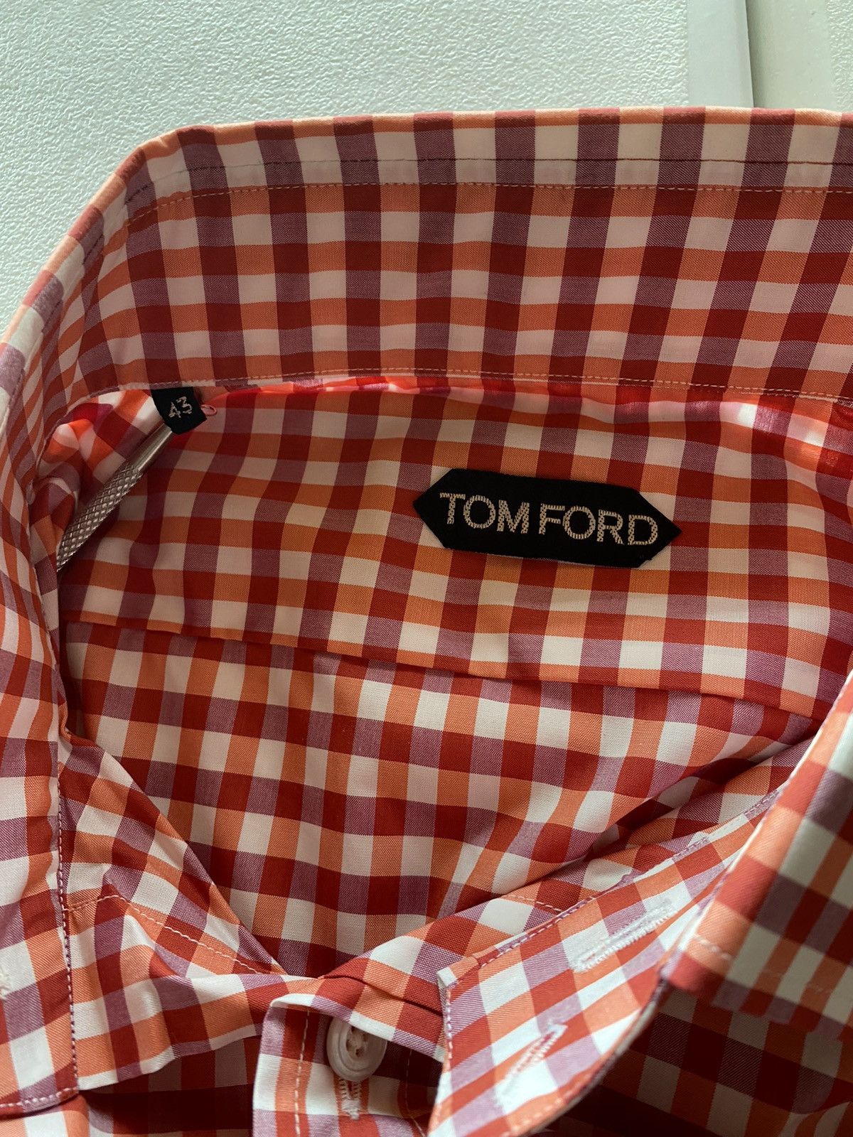 Tom Ford Tom Ford strawberry gingham check shirt 17 43e NWOT Size US L / EU 52-54 / 3 - 6 Thumbnail