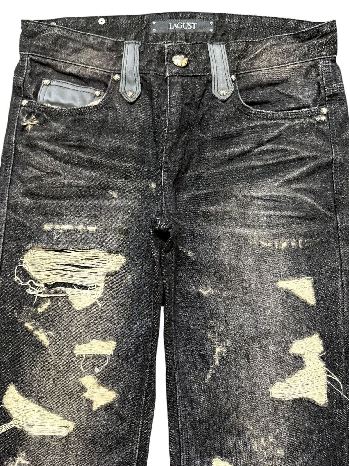 Tornado Mart Vintage Lagust Faded Wash Clawmark Whisker Distressed Flare Size US 31 - 3 Thumbnail