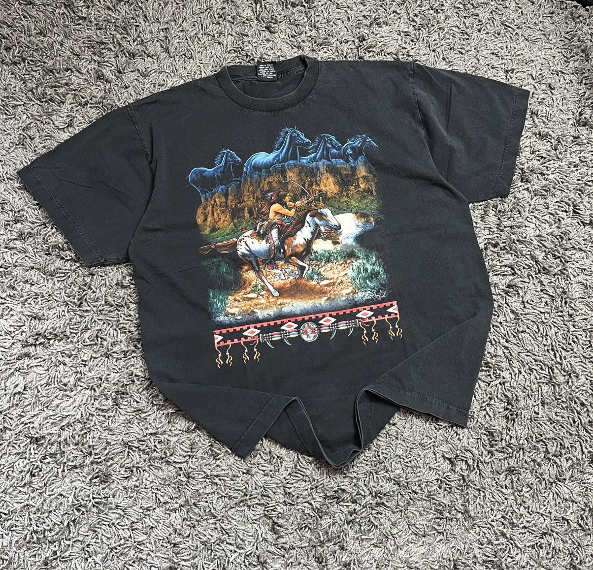 Band Tees Vintage Rock Eagle Native American T-Shirt XL Faded Black Size US XL / EU 56 / 4 - 1 Thumbnail