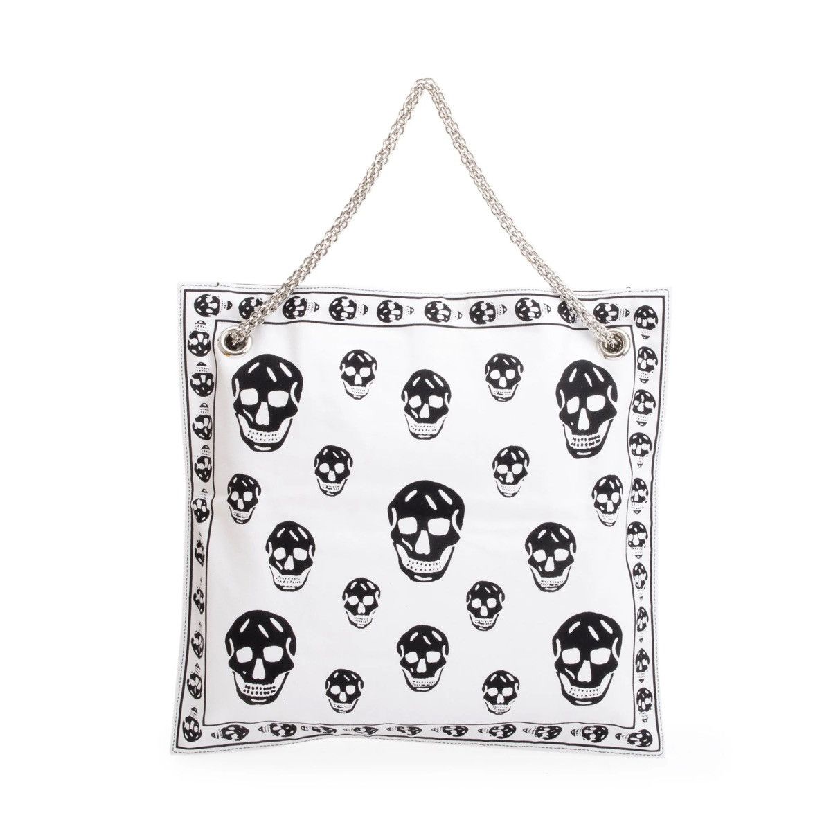 Alexander McQueen Alexander McQueen White/Black Skull Canvas Tote Bag Size ONE SIZE - 4 Thumbnail