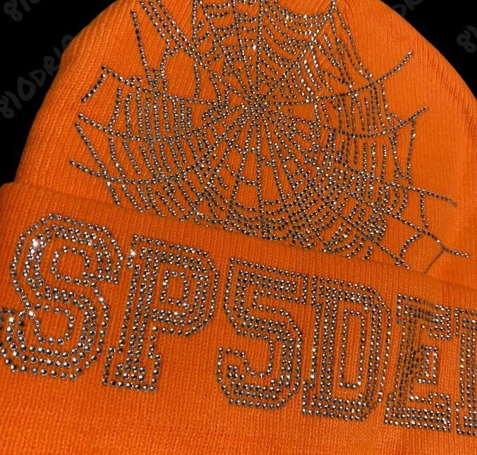 Sp5der Sp5der Rhinestone Web Beanie - Orange Size ONE SIZE - 4 Thumbnail