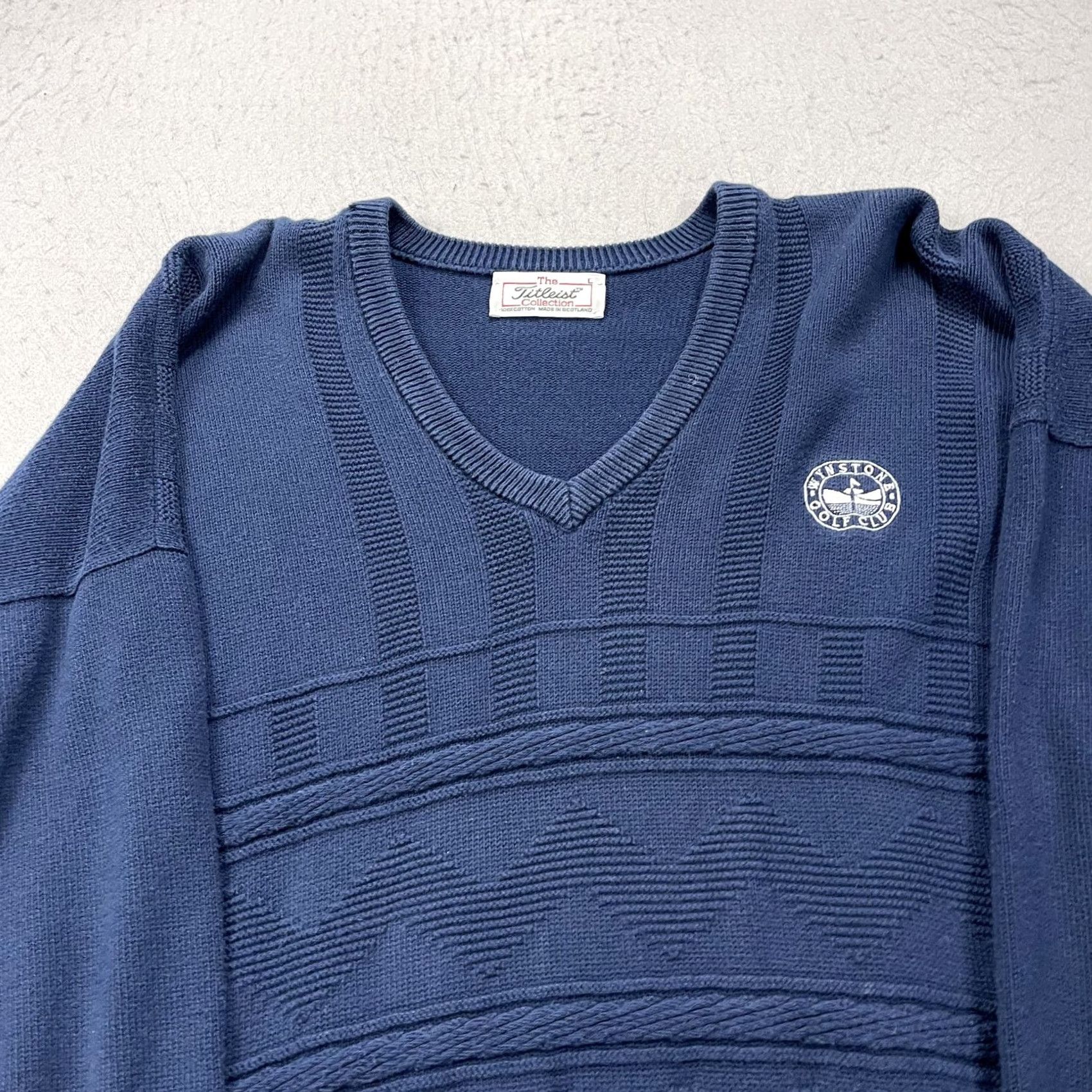 Titleist VINTAGE Titleist Golf Sweater Mens Large Blue Textured V Neck Knit Wynstone 90s Size US L / EU 52-54 / 3 - 2 Thumbnail