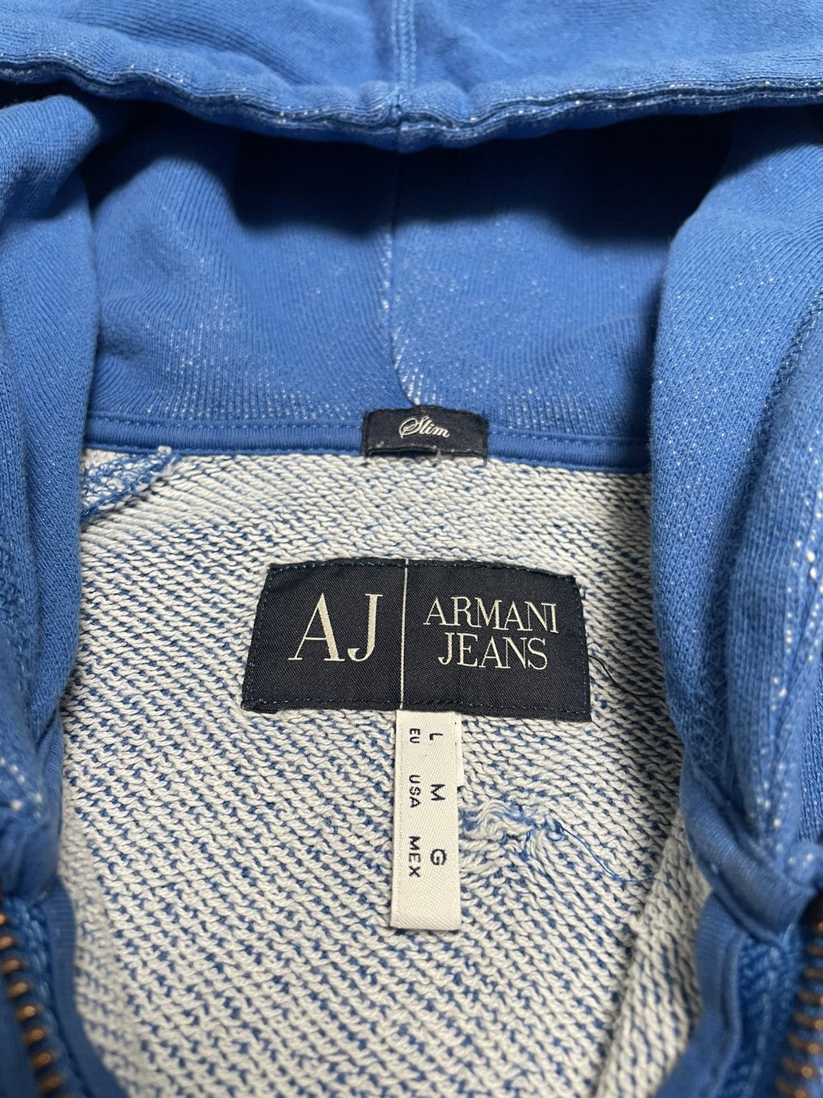Armani Vintage Armani Jeans Blue Logo Zip-Up Hoodie Size US M / EU 48-50 / 2 - 9 Thumbnail