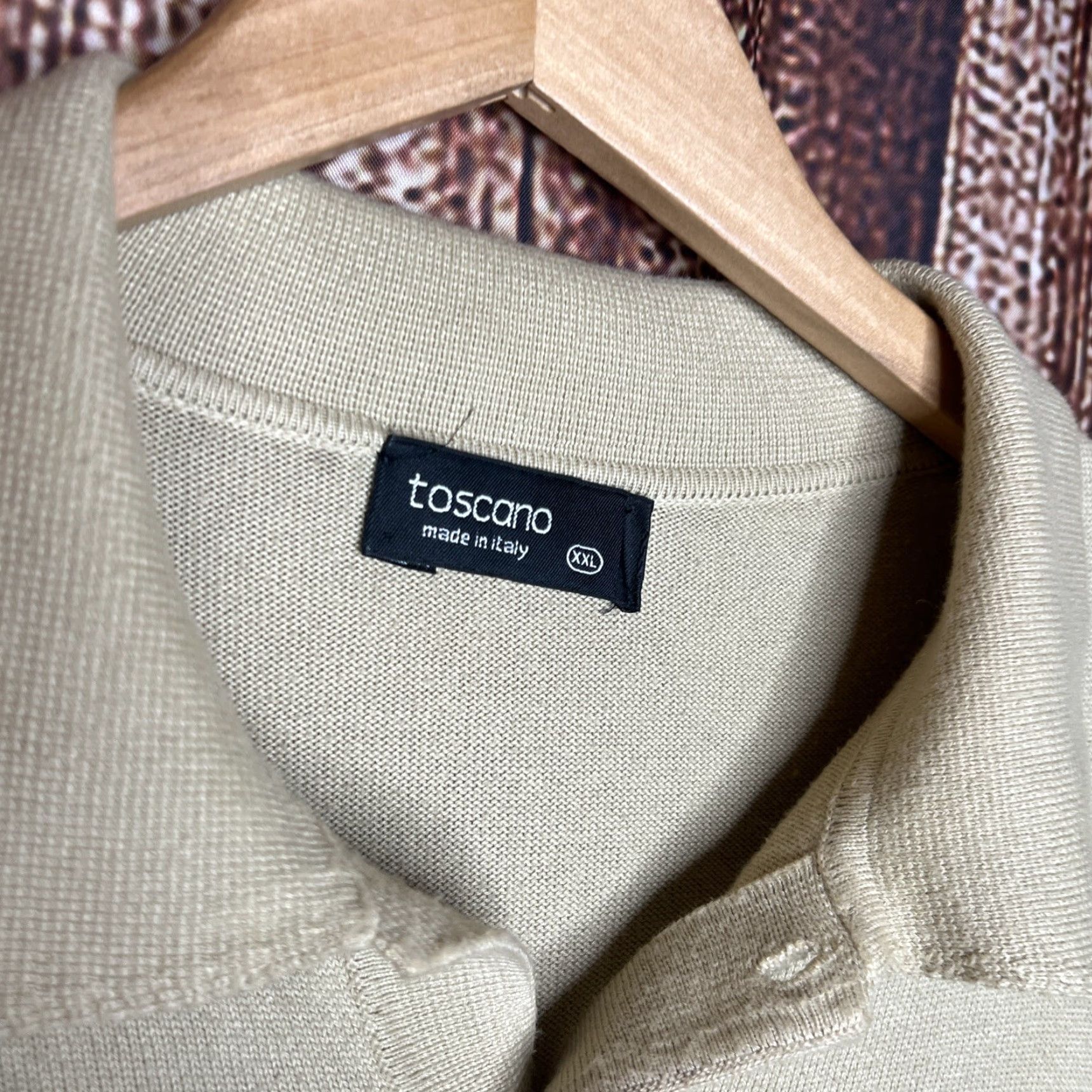 Vintage VINTAGE Toscano Men's Polo Shirt Beig e Wool 2XL Button Collar Knit Lightweight Long Sleeve Classic Size US XXL / EU 58 / 5 - 2 Thumbnail