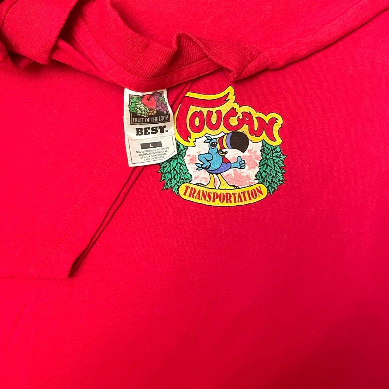 Doublet VINTAGE 90s Fruit Loops Toucan Transportation Cartoon Double Sided VTG Shirt L Mens Red 90s Cartoon Double-Sided Size US L / EU 52-54 / 3 - 3 Thumbnail