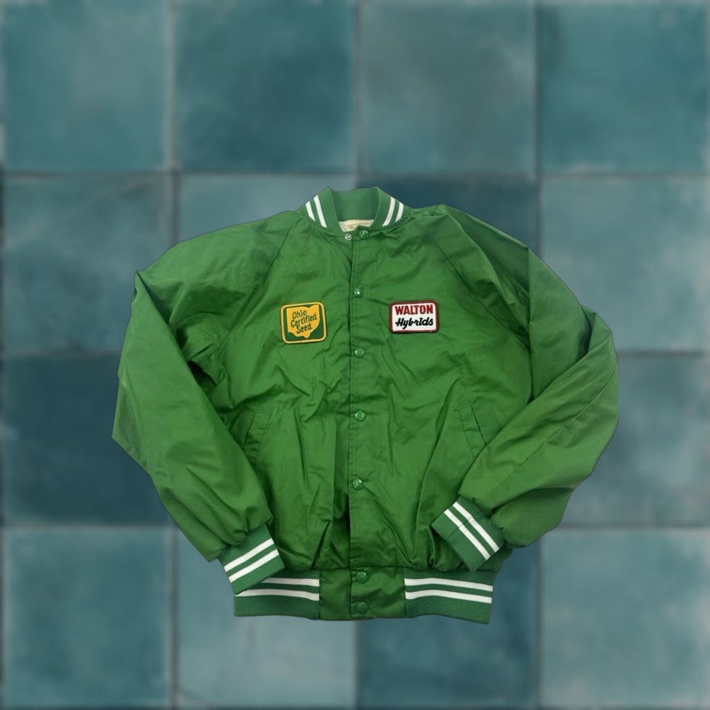Vintage VINTAGE Auburn Sportswear Jacket Men M Green 80s Bomber Nylon Satin Category: Jacket Size US M / EU 48-50 / 2 - 1 Thumbnail