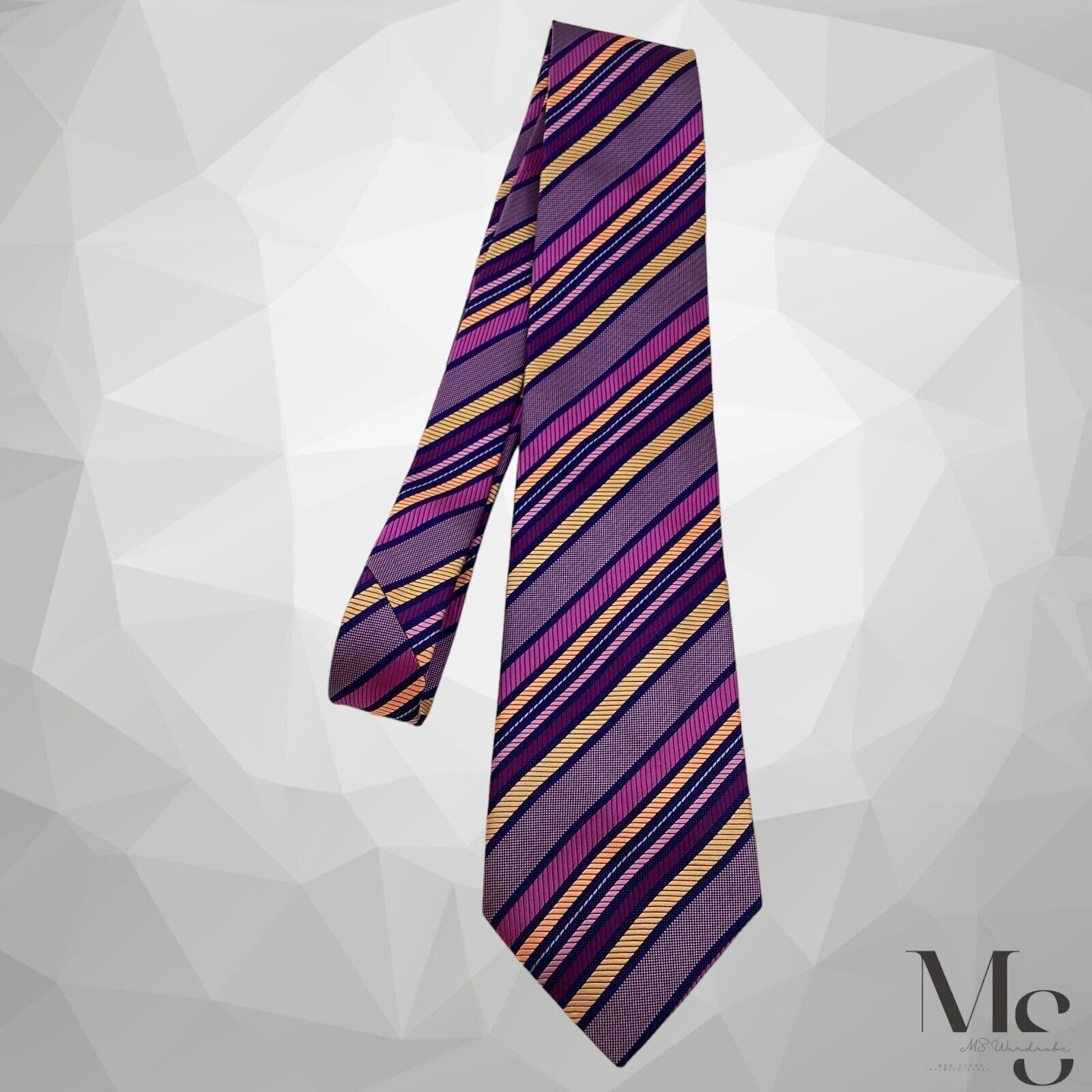 Duchamp London DUCHAMP LONDON Purple Striped Silk Tie Hand Made Englland Size ONE SIZE - 4 Thumbnail
