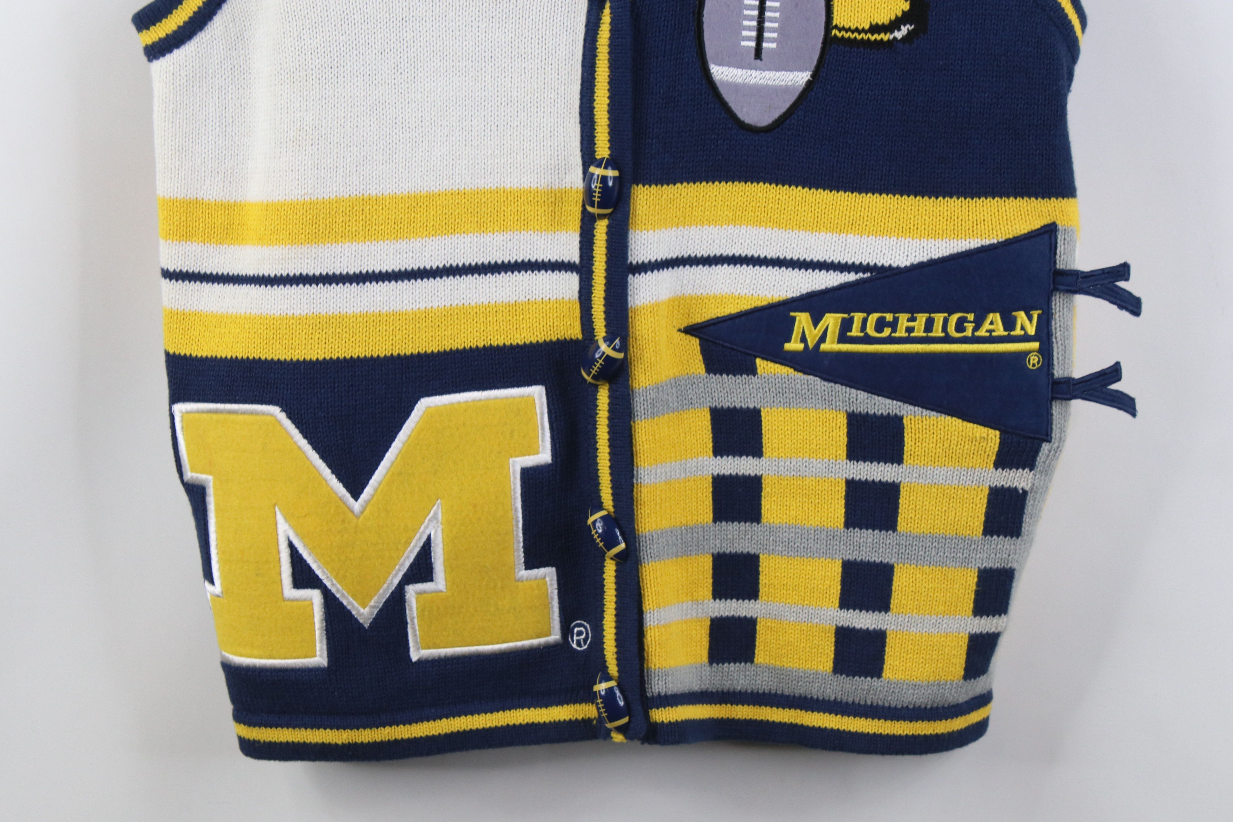 Vintage Vintage 90s University of Michigan Football Cardigan Sweater Size M / US 6-8 / IT 42-44 - 3 Thumbnail