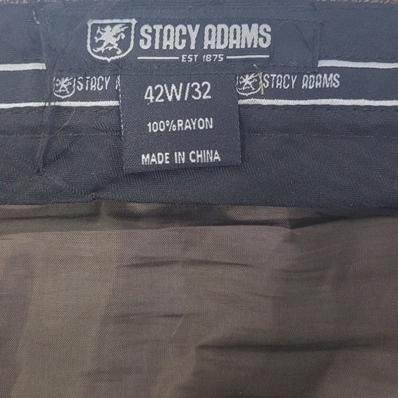 Stacy Adams Stacy Adams Mens 42X32 Plaid Pocket Flat Front Dress Pants Size US 42 / EU 58 - 4 Thumbnail