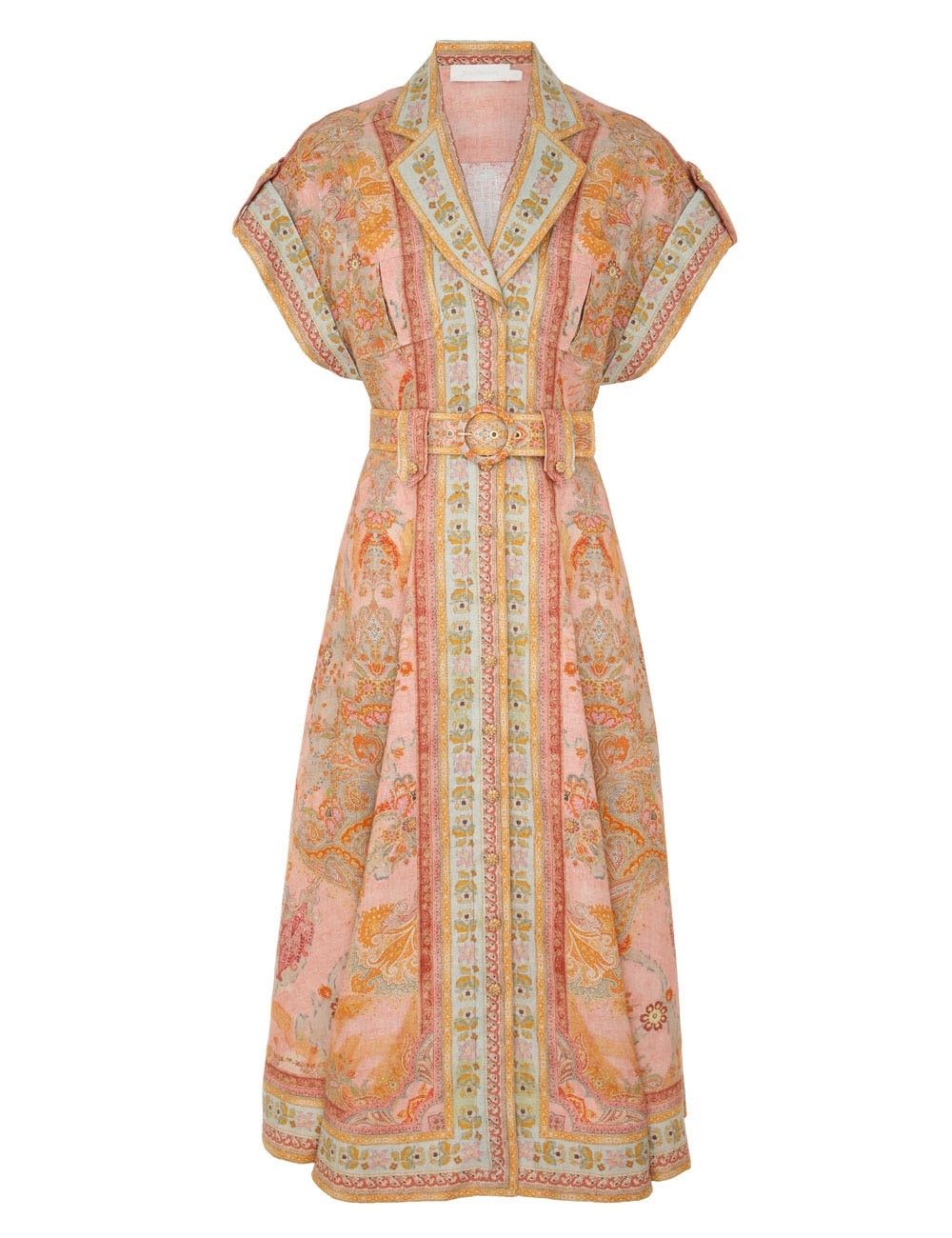 Zimmermann oc11z1025 Acacia Midi Shirt Dress in Multicolor Size L / US 10 / IT 46 - 1 Thumbnail