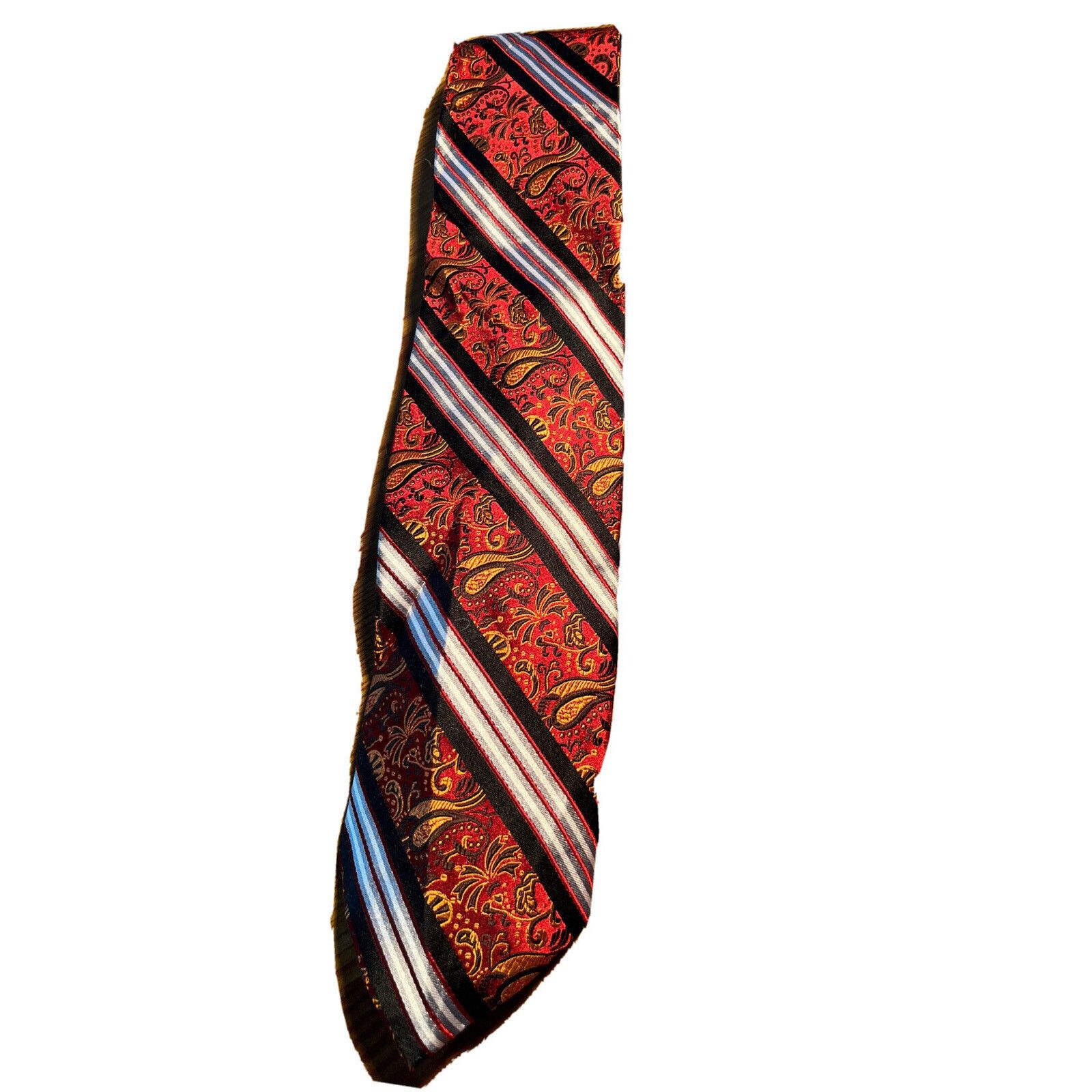 Bruno Piattelli Bruno Piattelli Pure Silk Men’s Red Striped Paisley Necktie Size ONE SIZE - 1 Thumbnail
