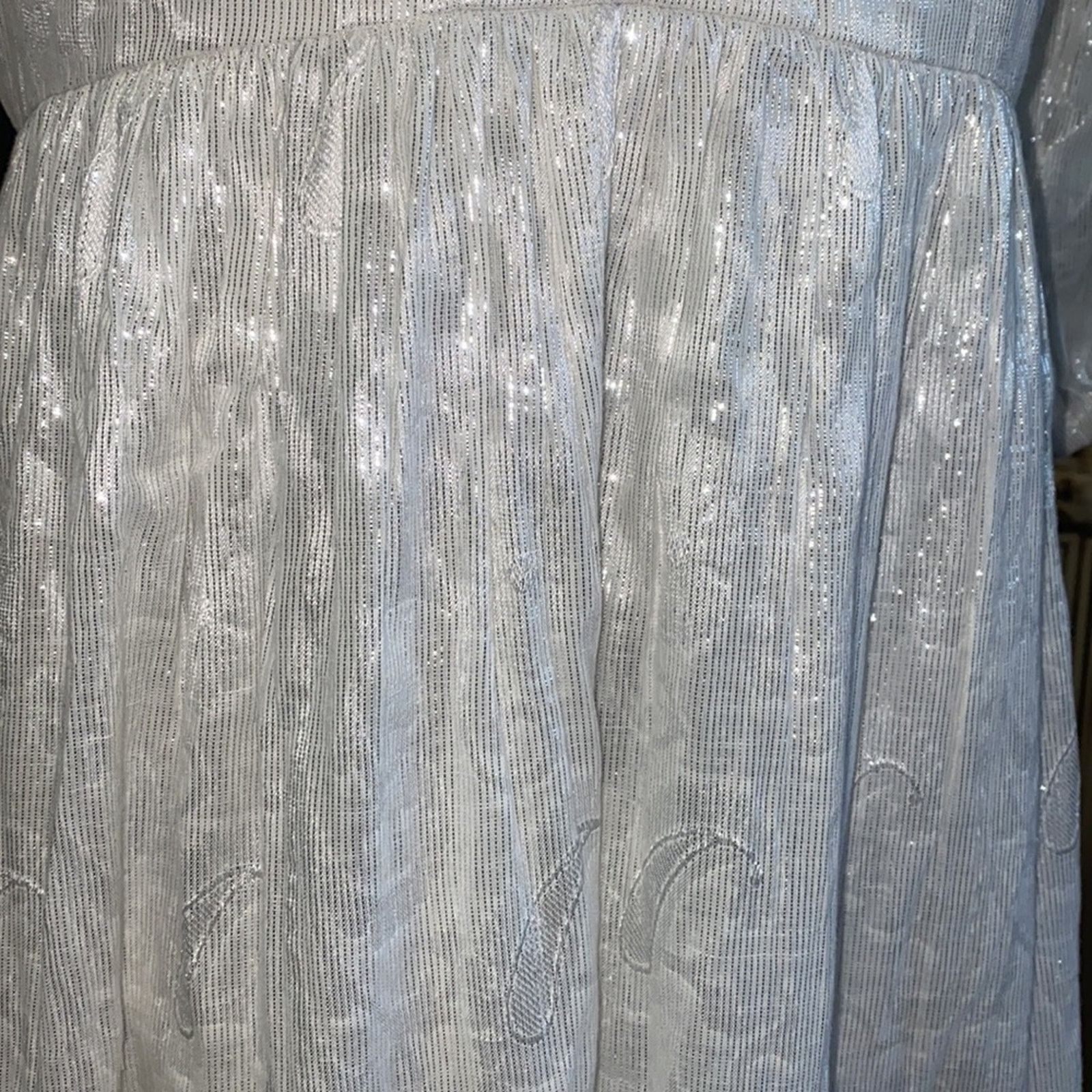 Other Roller Rabbit Zara Puff-Sleeve Maxi Dress Silver Small Size S / US 4 / IT 40 - 6 Thumbnail