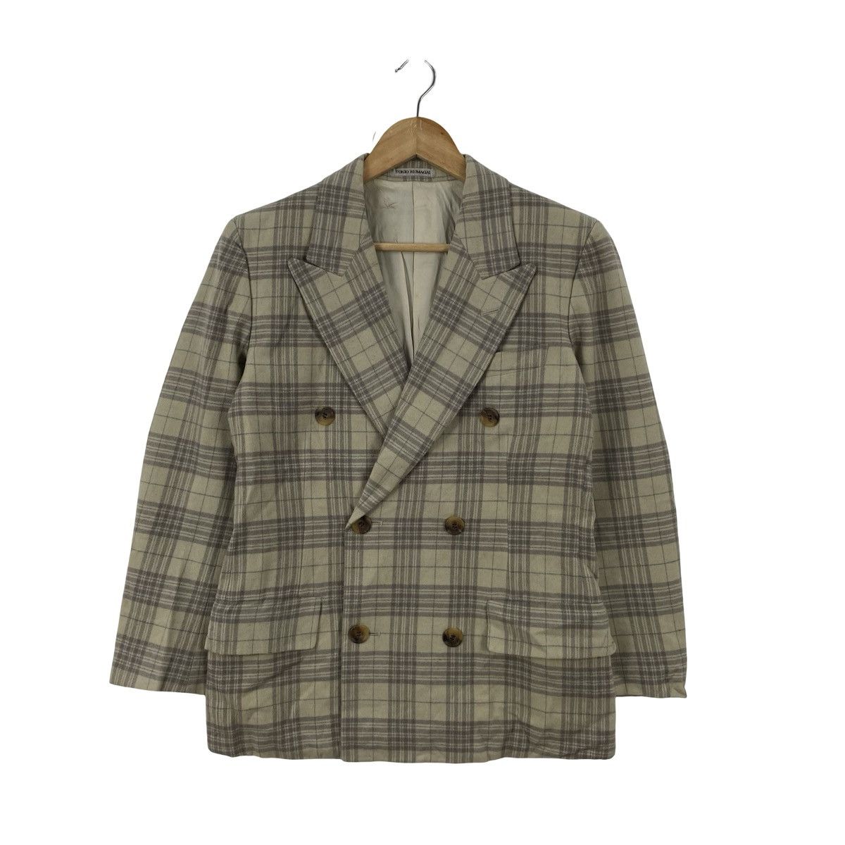 Tokio Kumagai Vintage TOKKO KUMAGAI Plaid Double Breasted Blend Blazer Size S / US 4 / IT 40 - 4 Thumbnail