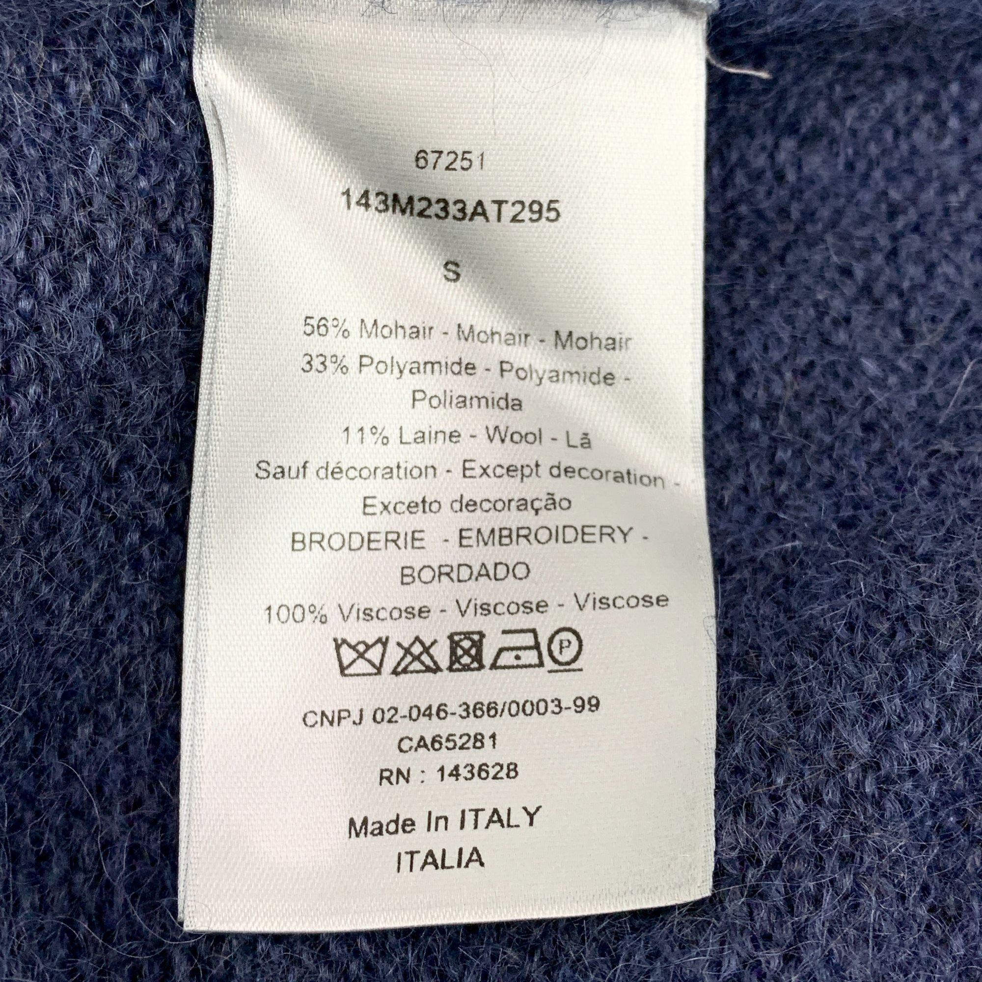 Dior Christian Dior Dark Blue Mohair V-Neck Embroidered Long-Slee Size S / US 4 / IT 40 - 3 Thumbnail