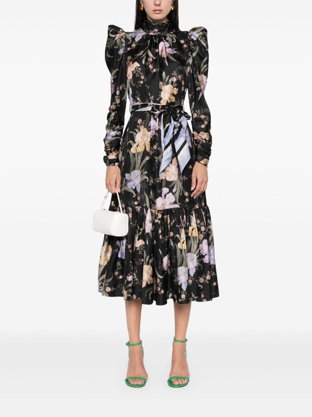 Zimmermann o1s22i1n1024 Floral Print Eden Midi Dress in Black Size M / US 6-8 / IT 42-44 - 2 Thumbnail
