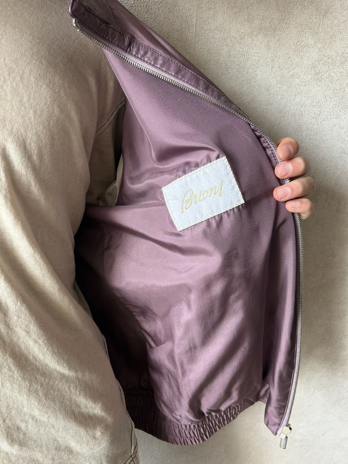 Brioni Brioni Lightweight 100% Silk Blend Zip Jacket Purple Size US XL / EU 56 / 4 - 5 Thumbnail