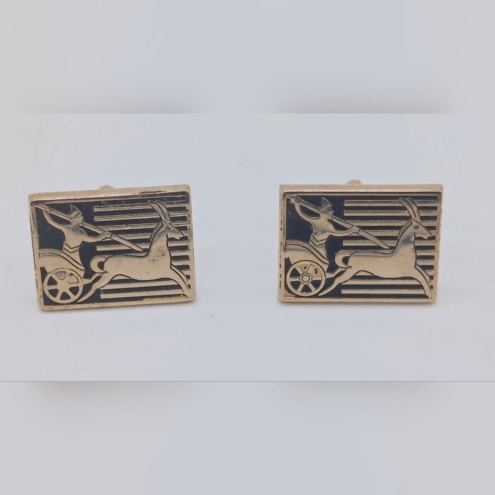 Other Vintage Gold and Black Swank Egyptian Chariot Cufflinks Size ONE SIZE - 1 Thumbnail