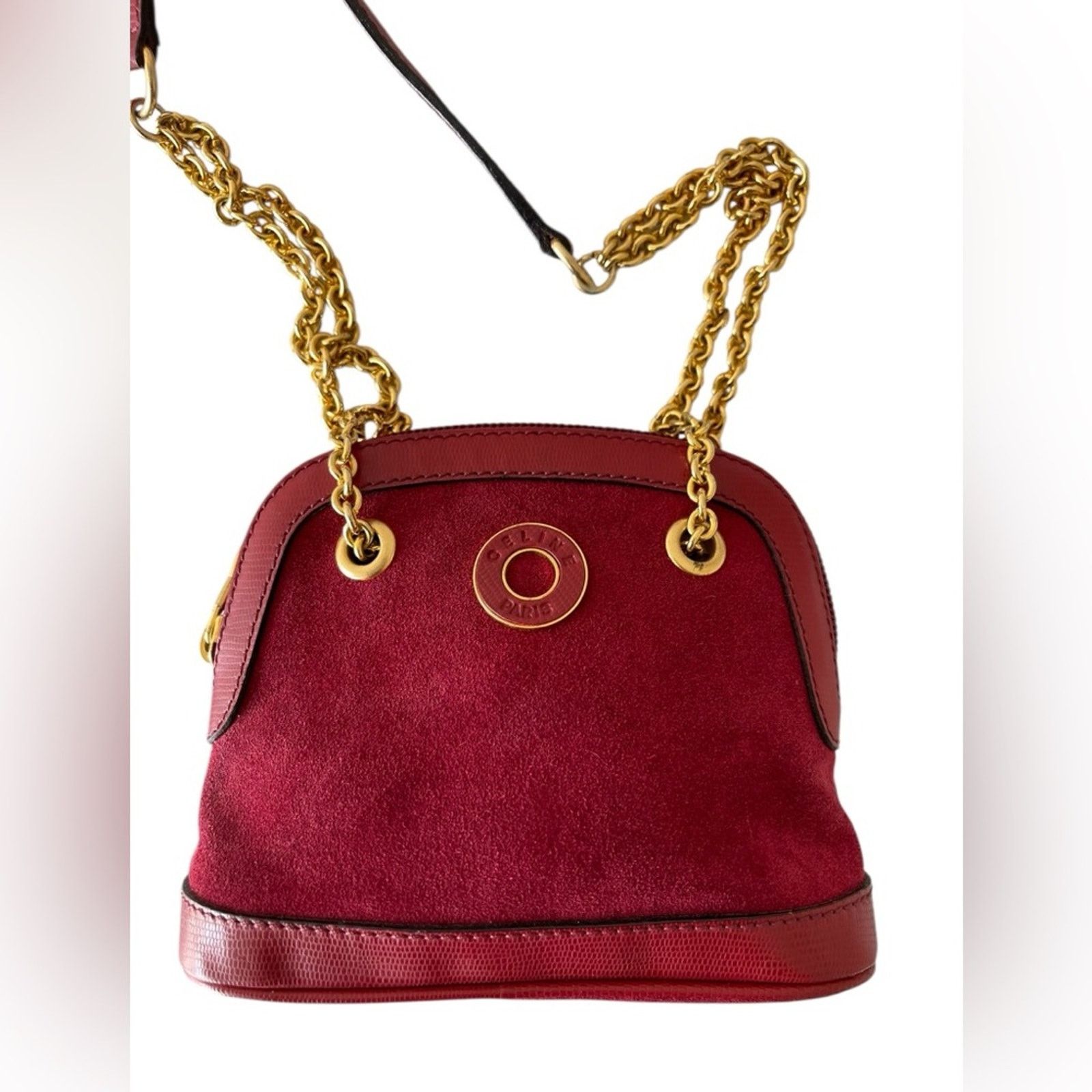 Celine Céline Red and Gold Leather Pochette Shoulder Bag Golden Size ONE SIZE - 7 Thumbnail