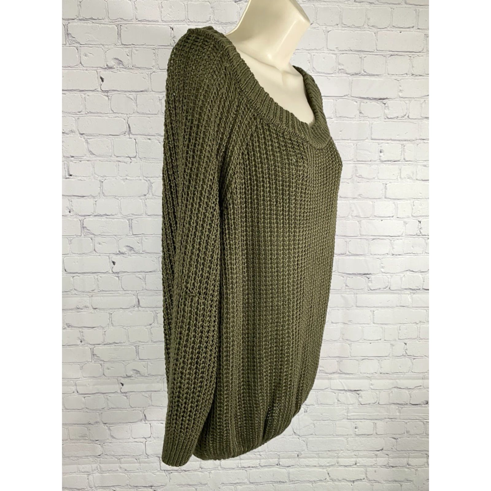 Vintage Impressions Green Chunky Knit Cotton Blend Pullover Sweater S/M Size S / US 4 / IT 40 - 2 Thumbnail