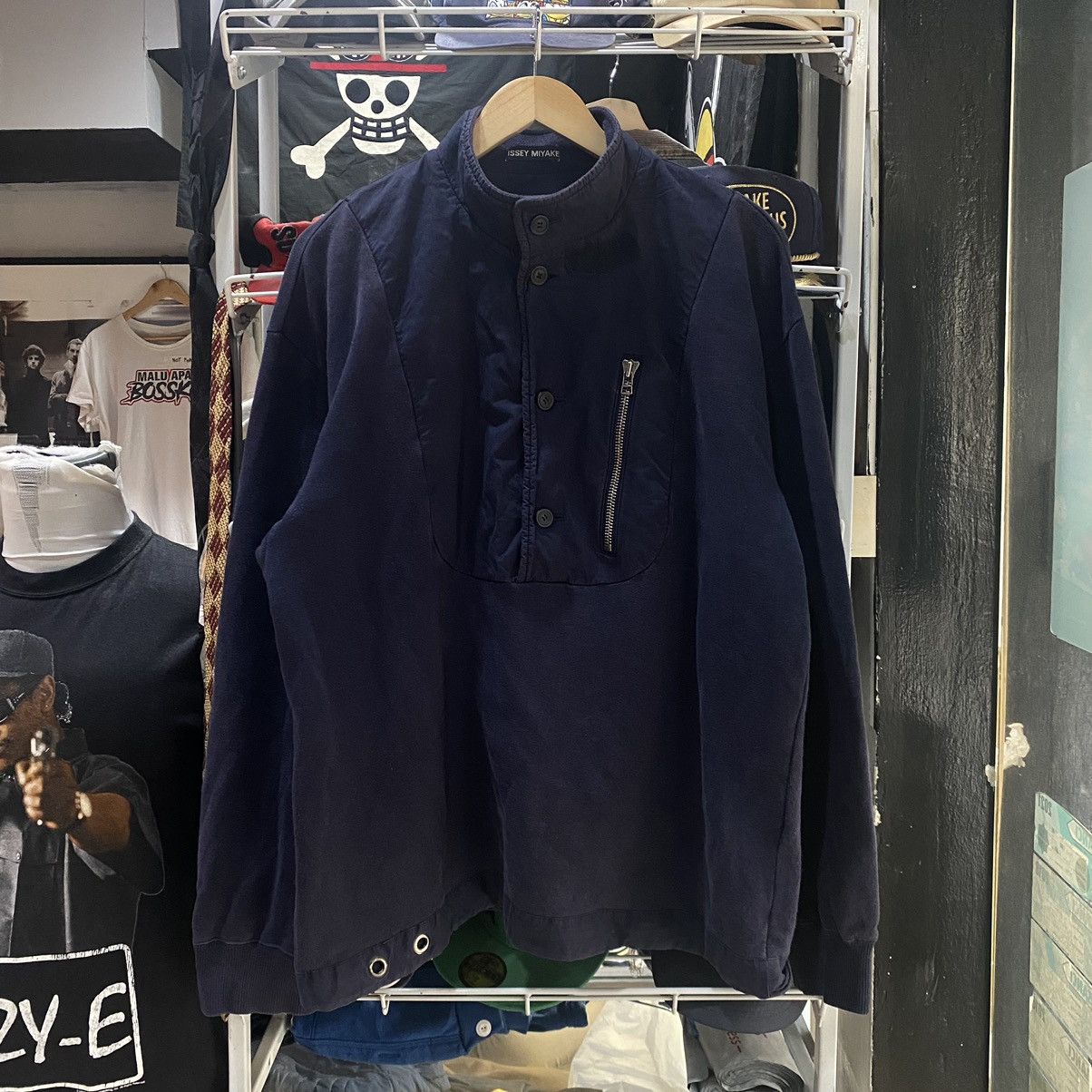 Issey Miyake × Vintage Vintage Issey Miyake Half Button Pocket Sweaters Size US L / EU 52-54 / 3 - 1 Thumbnail