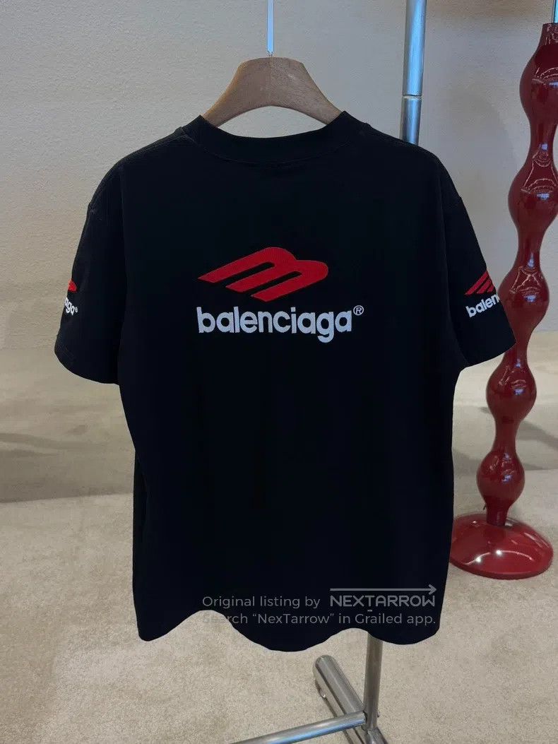 Balenciaga Balenciaga Embroidered Logo Black Round Neck Short Sleeve Size US M / EU 48-50 / 2 - 2 Thumbnail