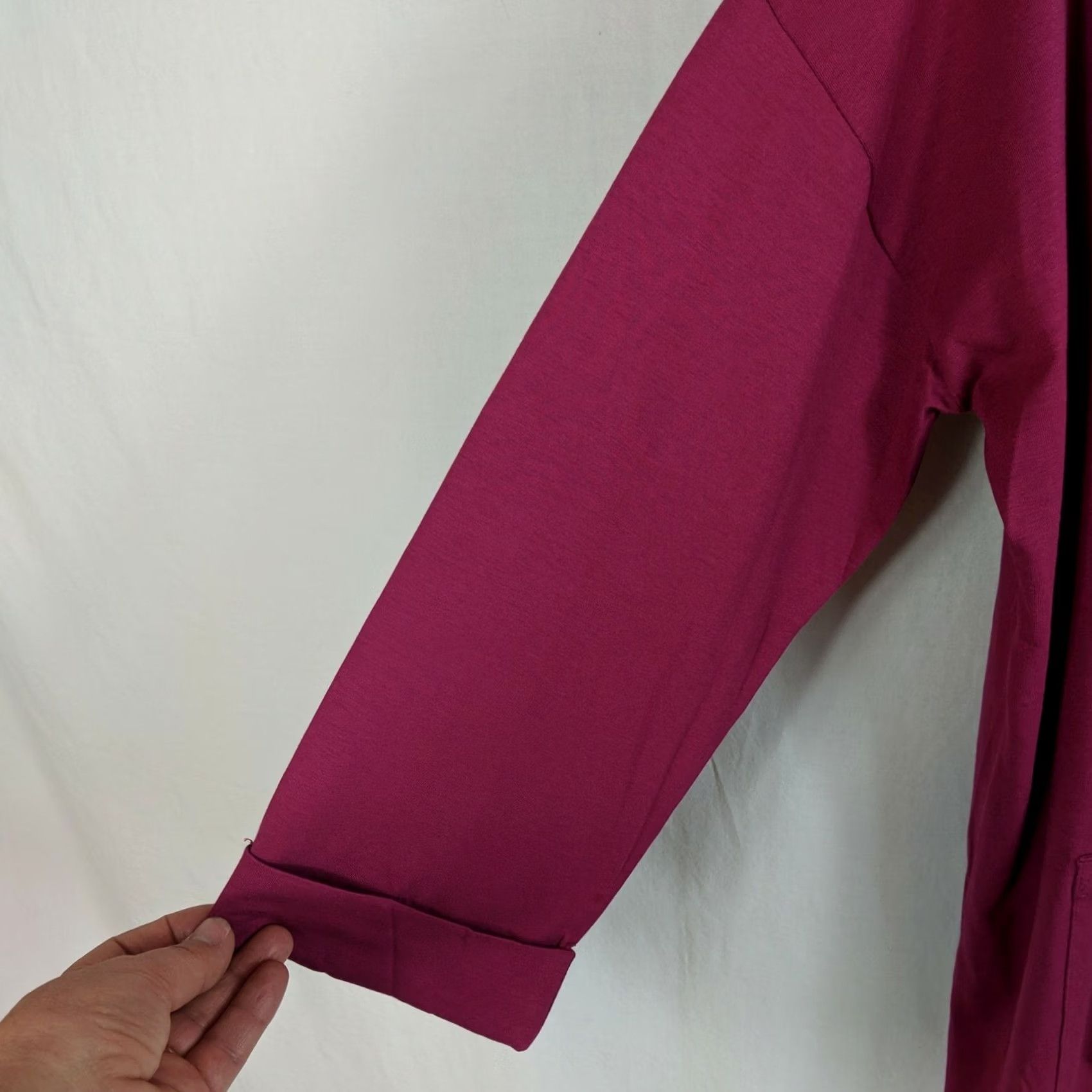 J. Jill J Jill Women's L cotton knit top 3/4 sleeve burgundy Sangria NWT Boxy Pullover Shirt Womens Size L / US 10 / IT 46 - 3 Thumbnail