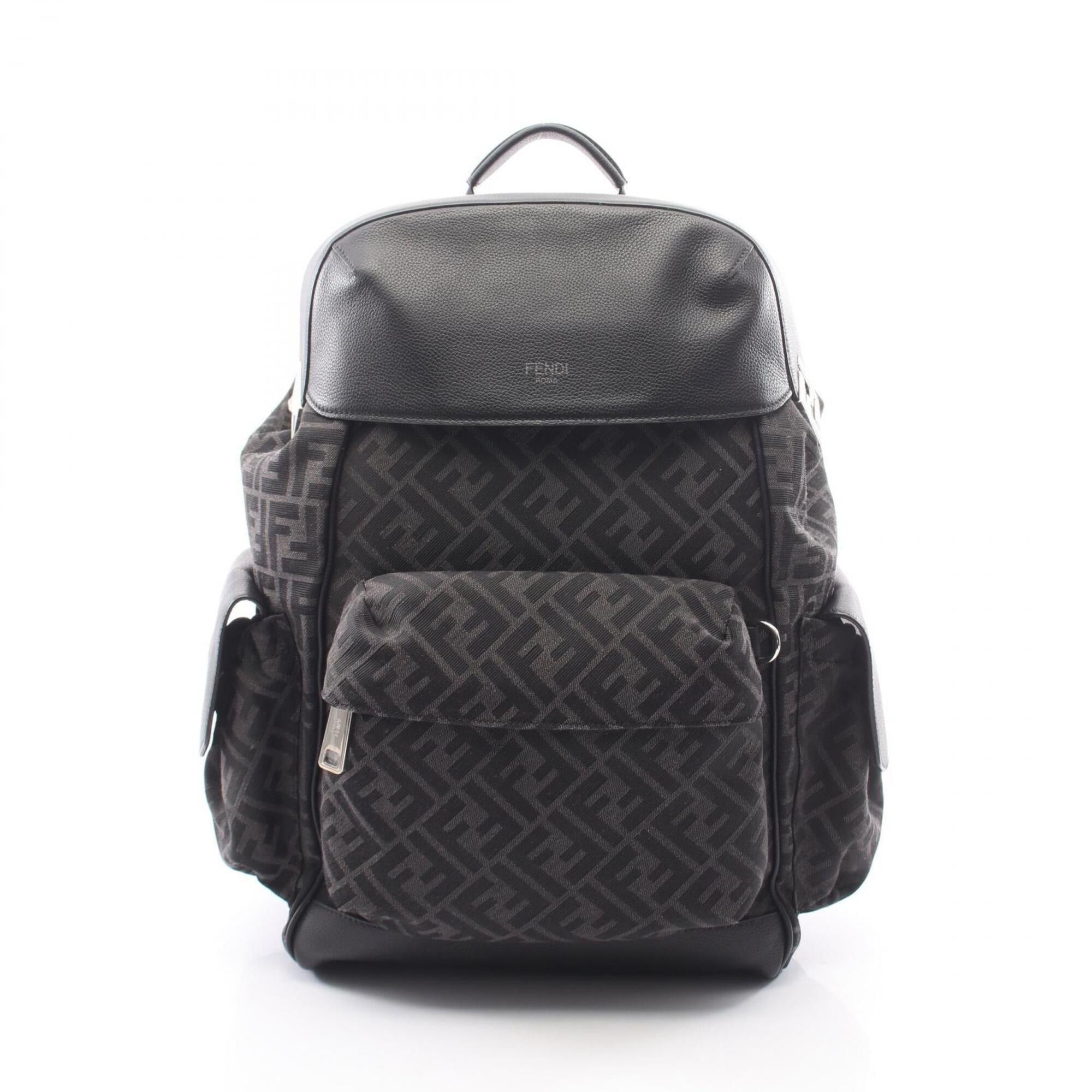 Fendi Fendi FF Jacquard Drive Zucca Backpack/Handbag - Canvas and Leather Men's Gray/Black Size ONE SIZE - 1 Thumbnail