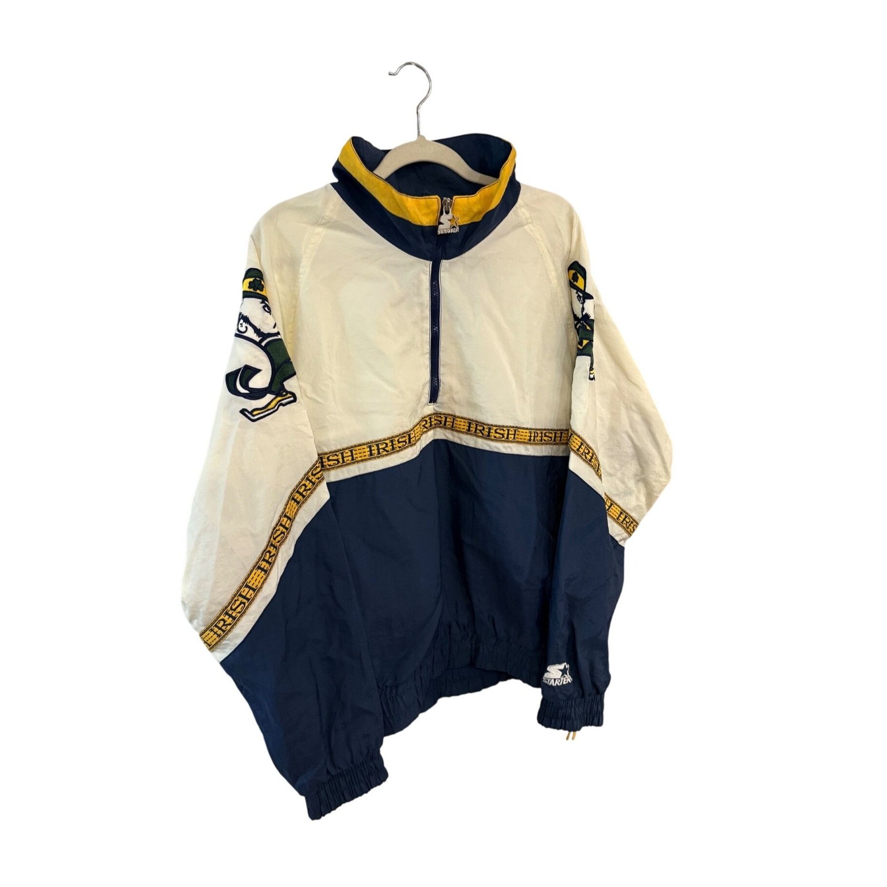 Starter Vintage 90s Starter Notre Dame Fighting Irish 1/4 Zip Windbr Size US L / EU 52-54 / 3 - 3 Thumbnail