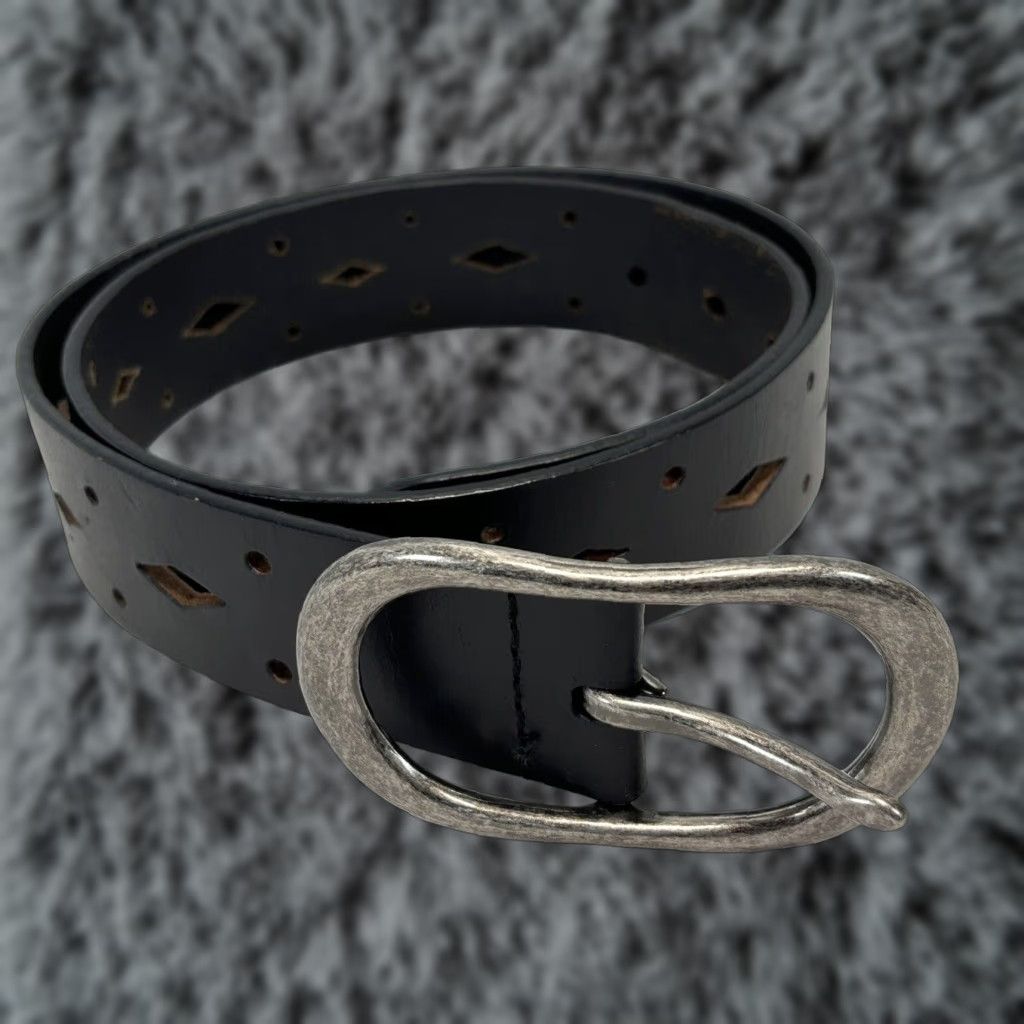 Vintage Unbranded Leather Cutout Belt Unisex Medium 31-35in Brown Boho 1.5in Wide Size ONE SIZE - 1 Thumbnail