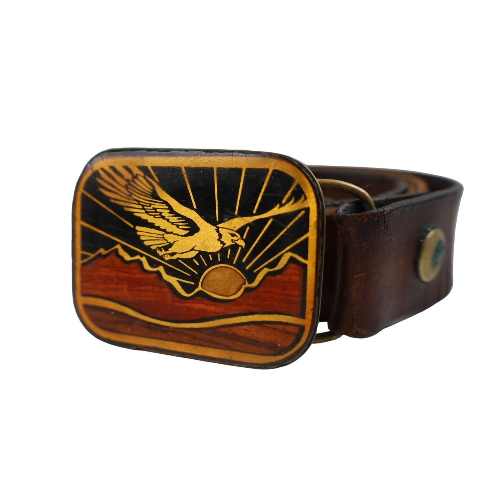 Vintage Vintage Harmony Metal Brass Bald Eagle Sunset Belt Buckle Size ONE SIZE - 1 Thumbnail