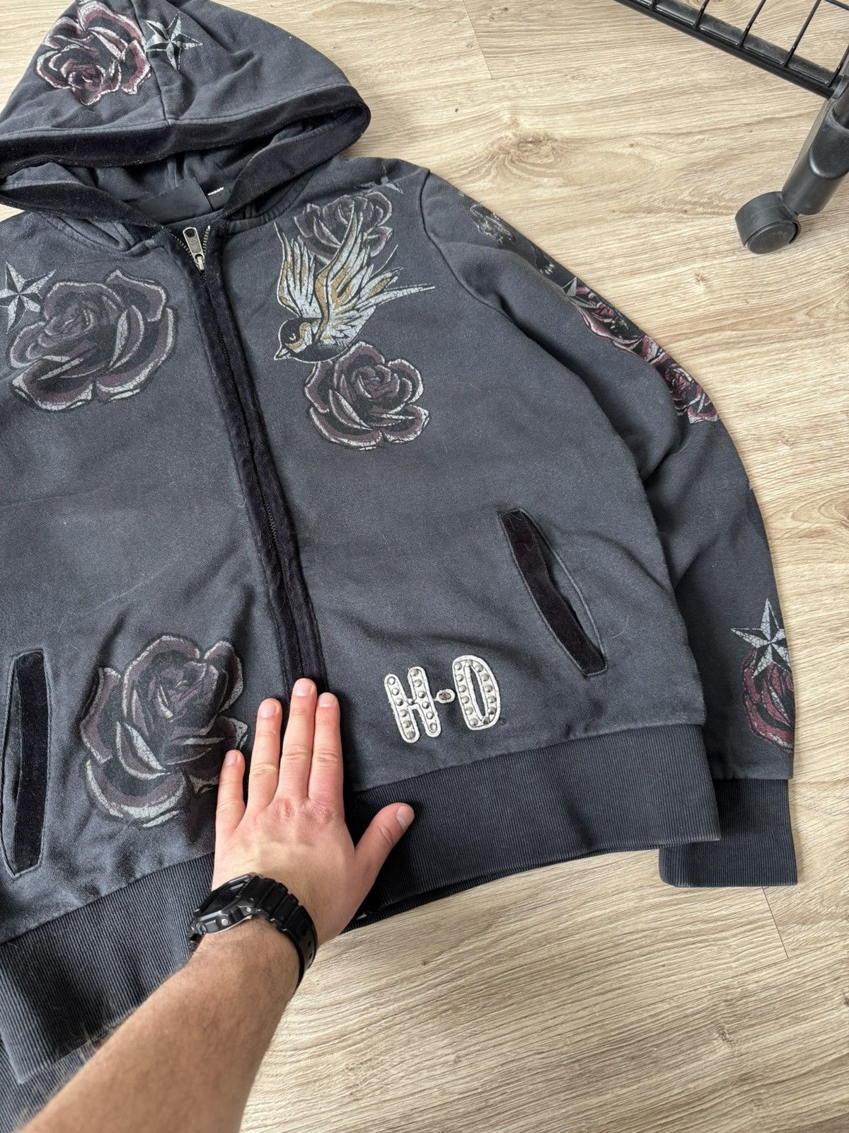 Harley Davidson Vintage Y2K Harley Davidson Tattoo Print Faded Hoodie Size L / US 10 / IT 46 - 5 Thumbnail