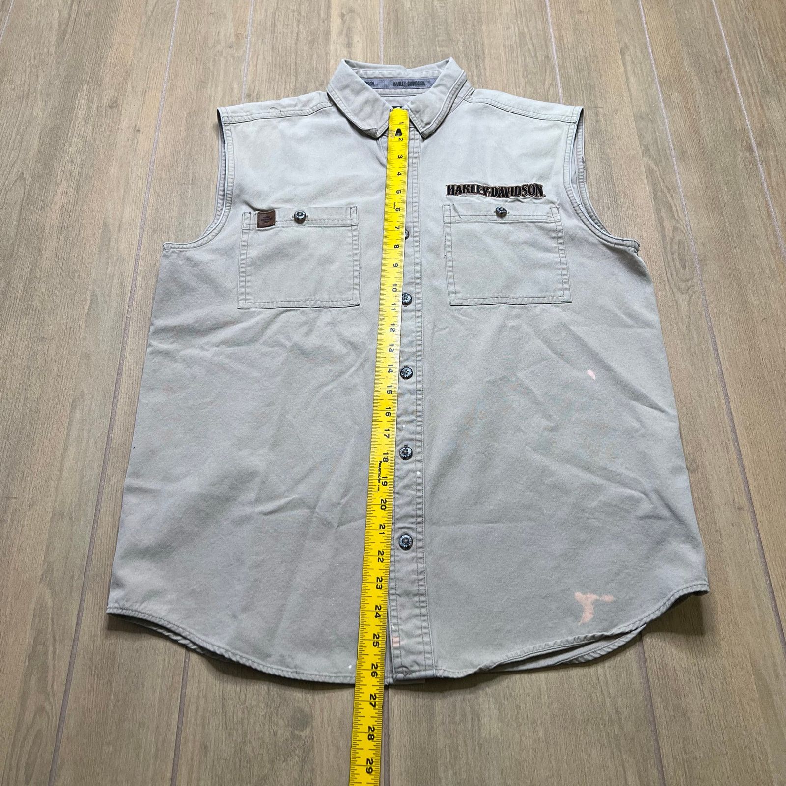 Harley Davidson Y2K HARLEY DAVIDSON Motor Sz M Sleeveless Button cream beige Size US M / EU 48-50 / 2 - 8 Thumbnail