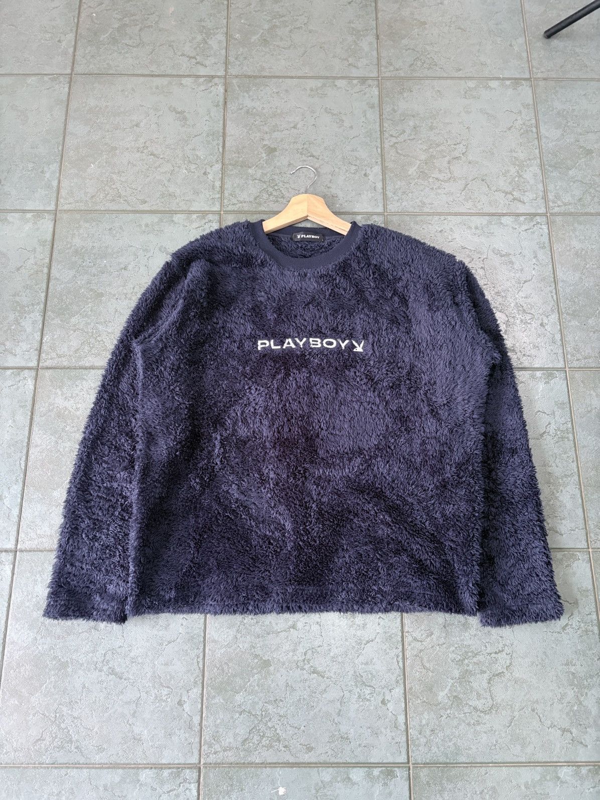 Playboy Playboy Big Logo Fluffy Fleece Crewneck Baggy Sweatshirt Size US L / EU 52-54 / 3 - 2 Thumbnail