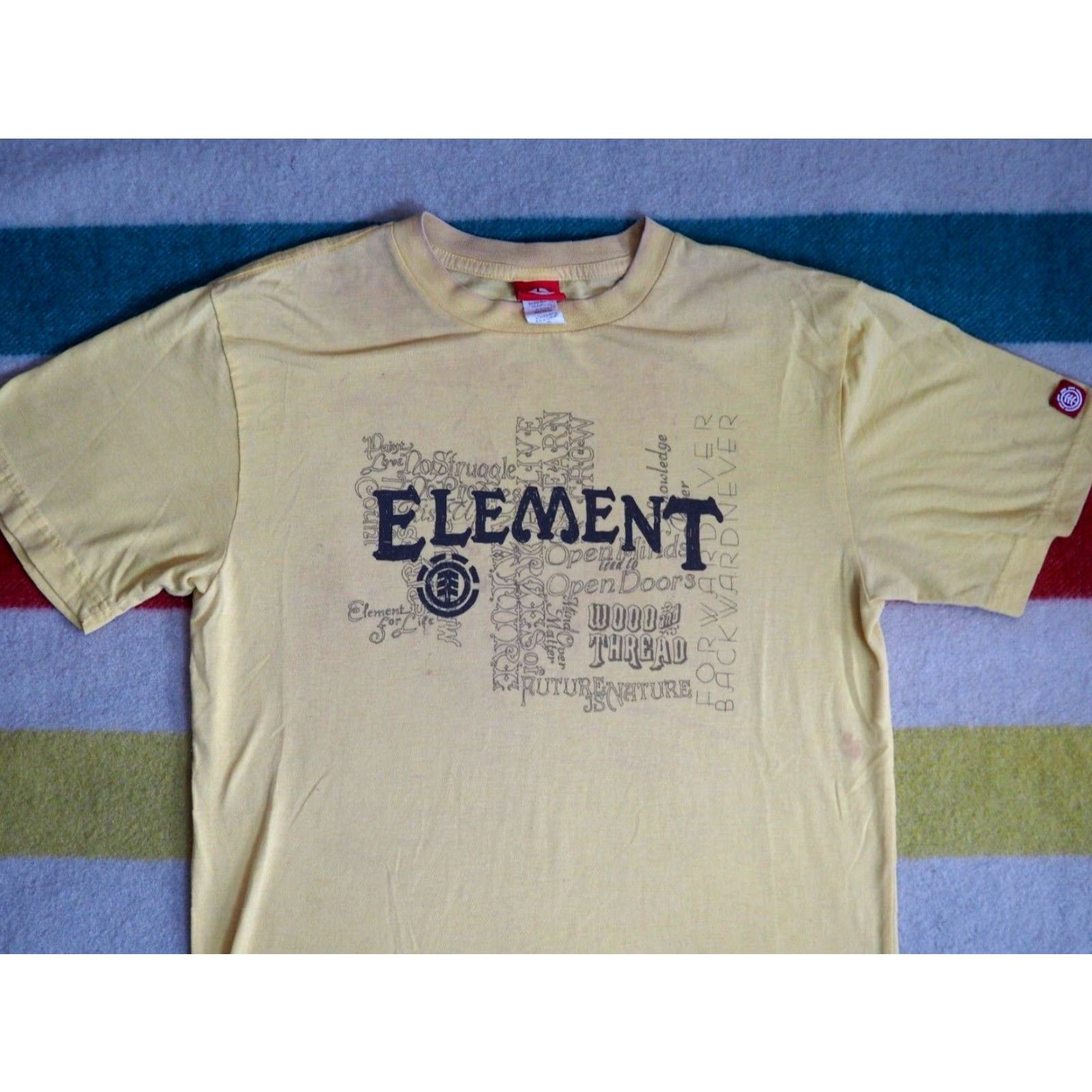 Element VTG 90s Y2K ELEMENT Skateboards Logo T-Shirt M Yellow Unisex Short Sleeve Graphic Tee USA Made Distressed Cotton Size US M / EU 48-50 / 2 - 3 Thumbnail