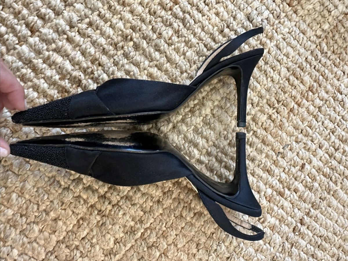 Isaac Mizrahi Isaac Isaac Black Satin and beaded Slingback Heels SZ 9 Size US 9 / IT 39 - 3 Thumbnail