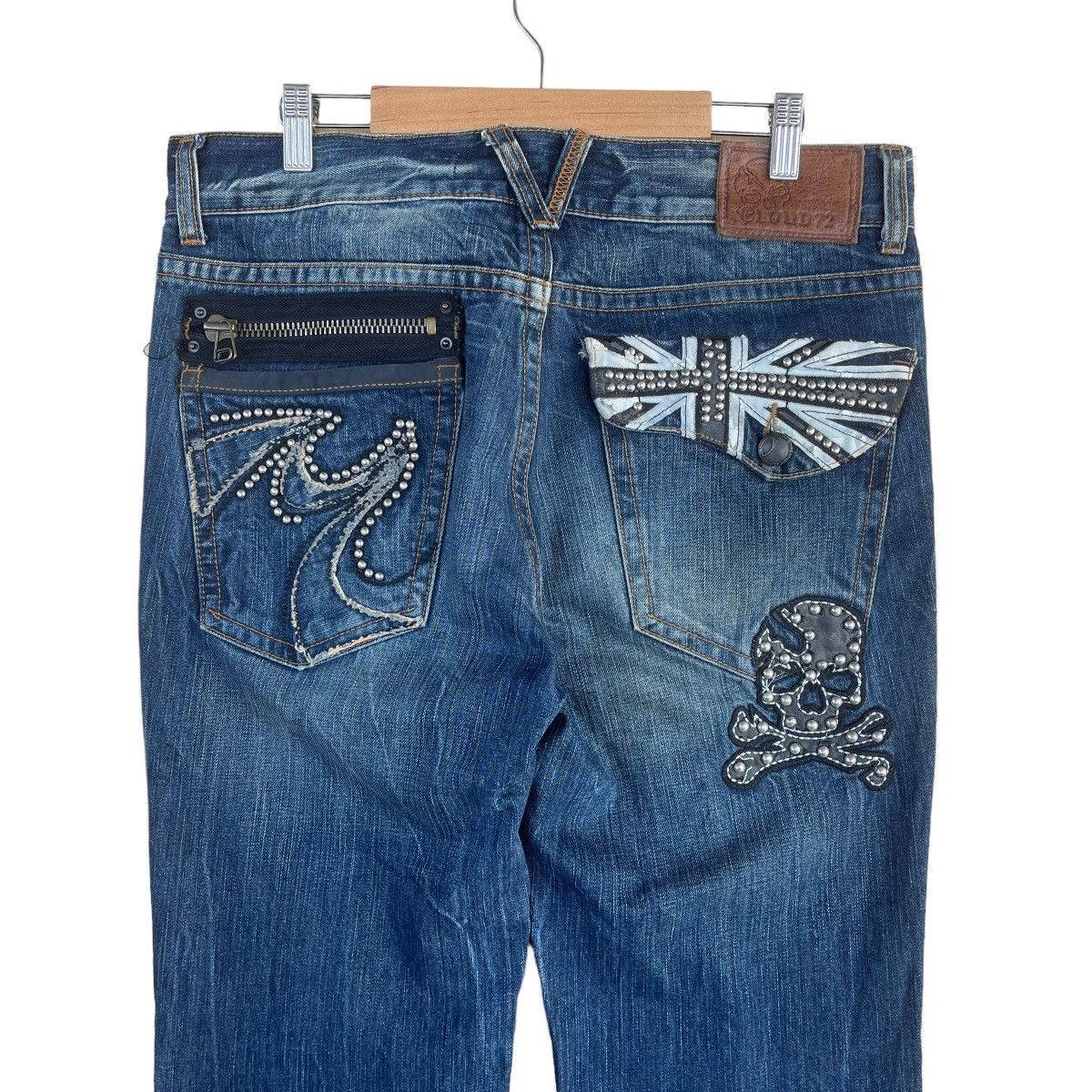 Japanese Brand Cloud 72 Skull Embroidered Jeans Size US 35 - 11 Thumbnail