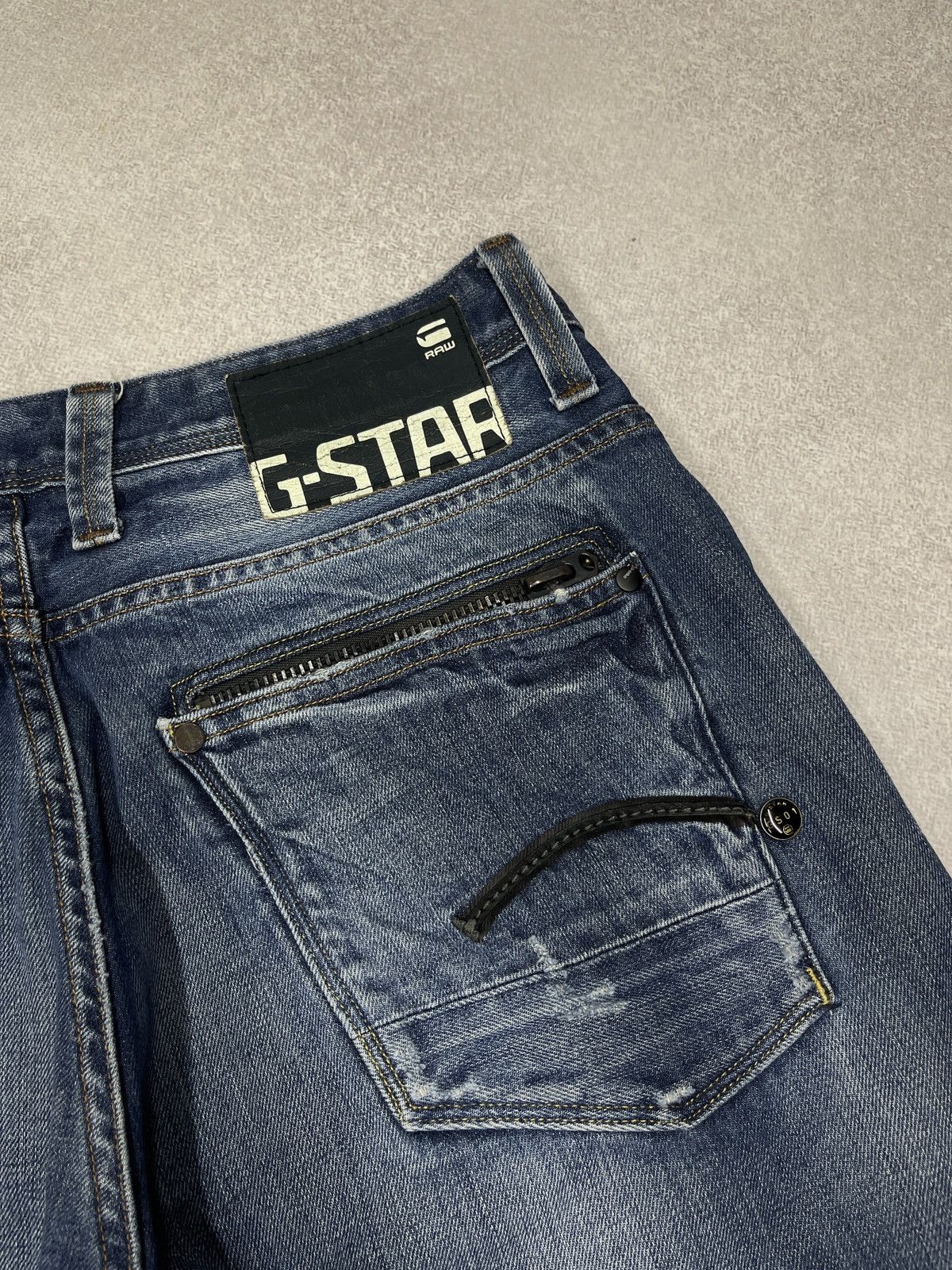 G-Star Vintage G Star Raw Attacc Low Denim Jeans Blue Y2K Size US 33 - 4 Thumbnail