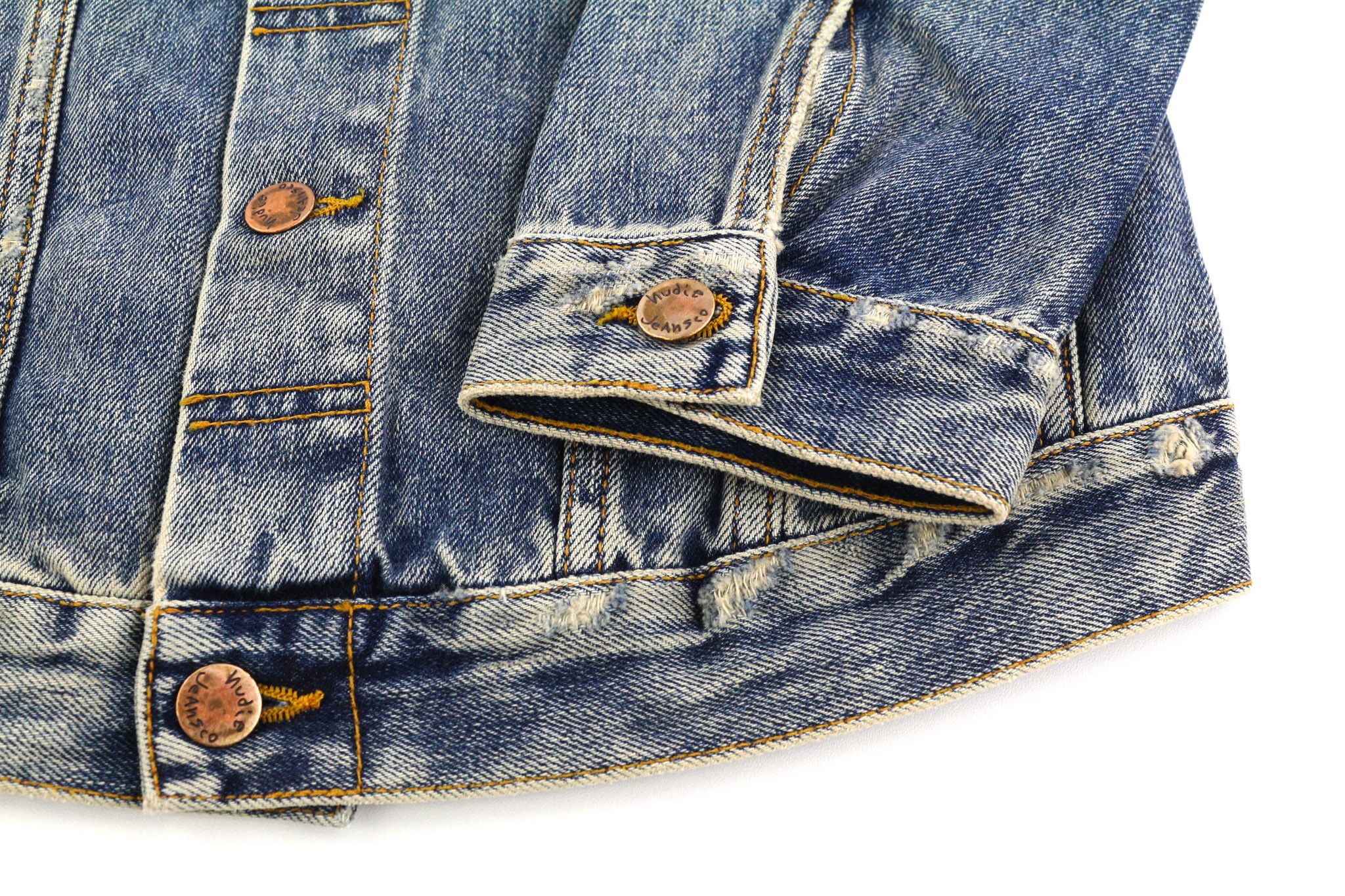 Nudie Jeans BILLY S Shimmering Indigo Washed Ripped Polo Jacket 82488 Size US S / EU 44-46 / 1 - 5 Thumbnail