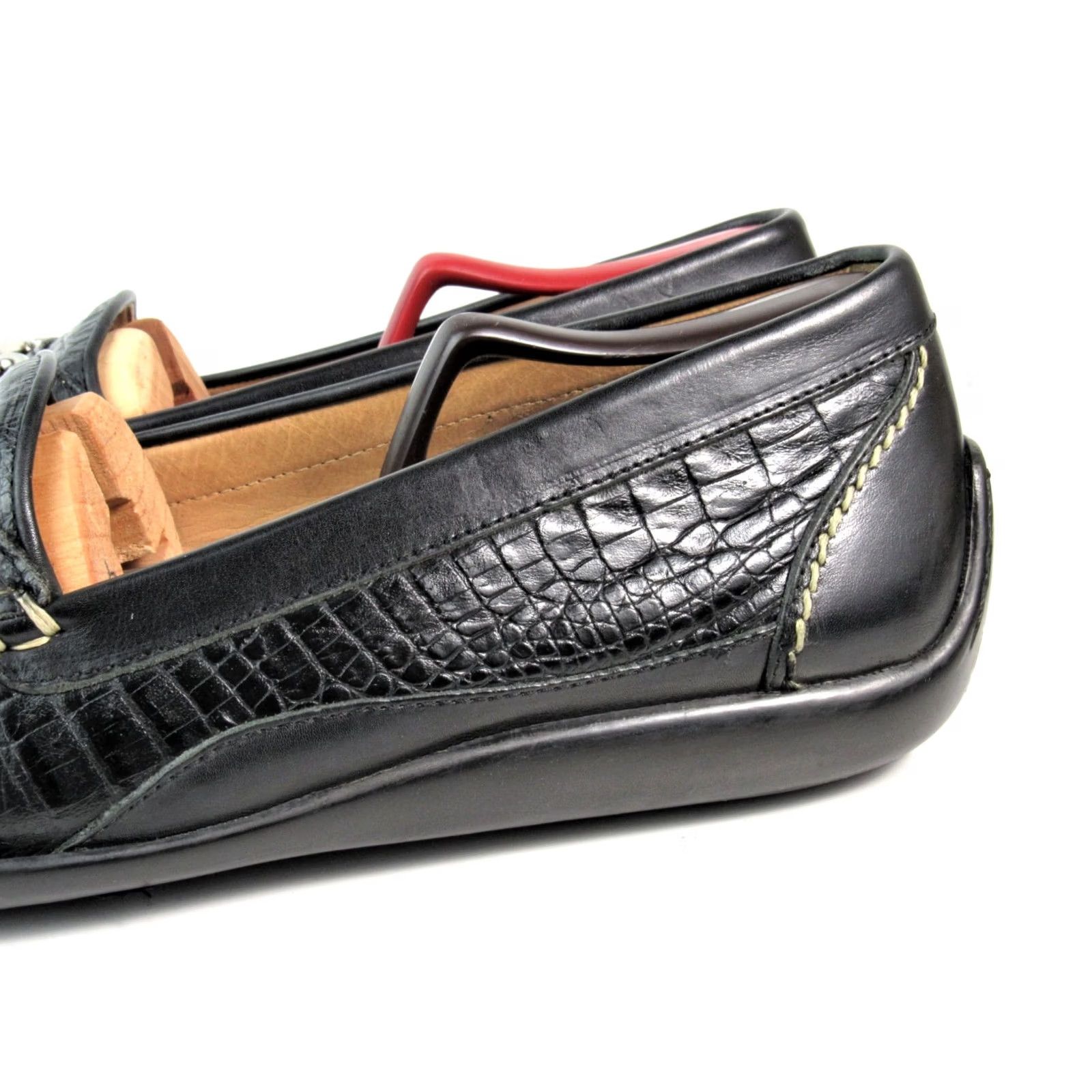 Vintage Martin Dingman Black Loafers Mens 11.5 Medium Casual Slip On Leather Alligator Grain Size US 11 / EU 44 - 5 Thumbnail