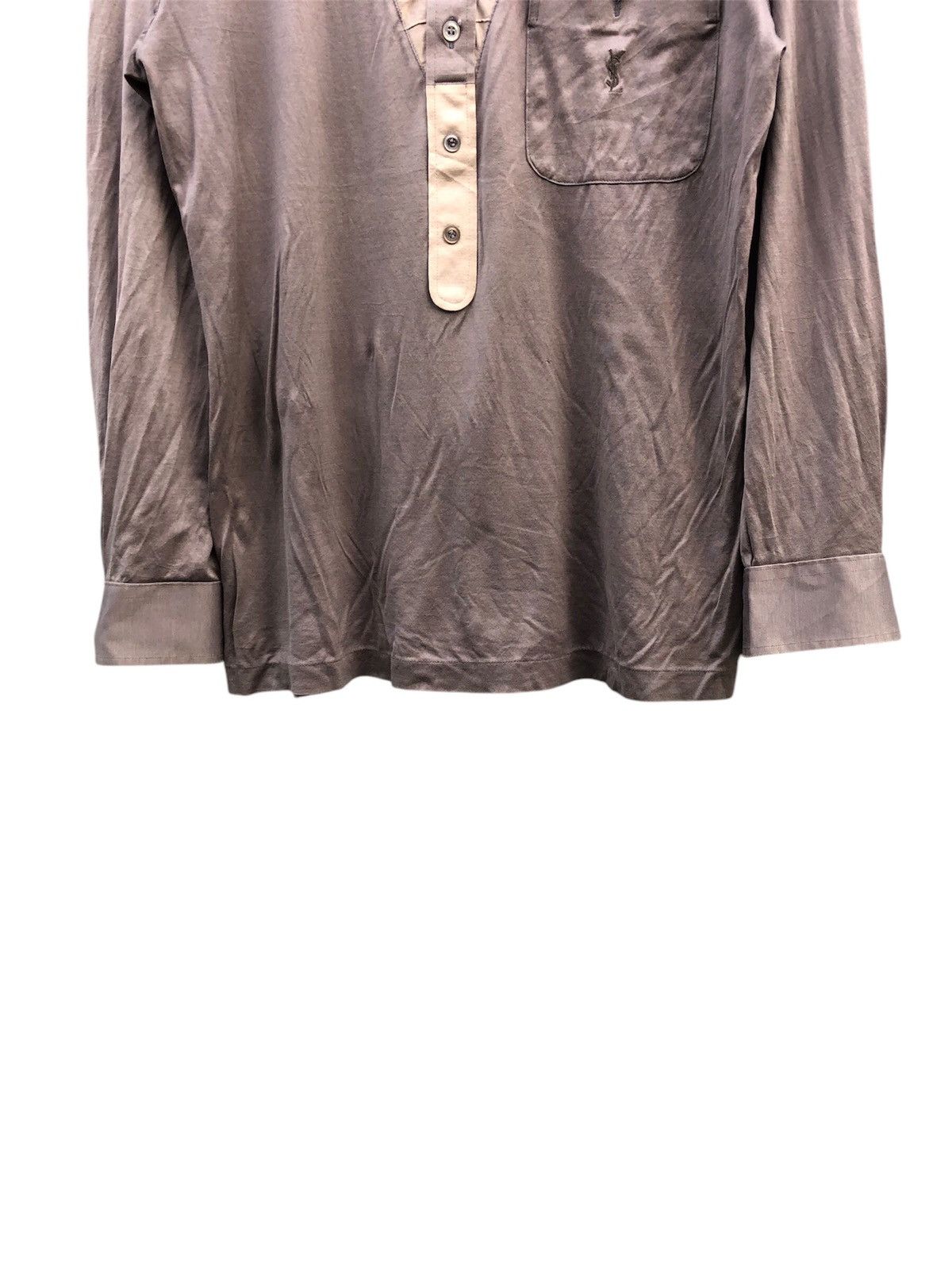 Vintage Yves Saint Laurent Half Button Up Long Sleeve Tee Size US M / EU 48-50 / 2 - 5 Thumbnail