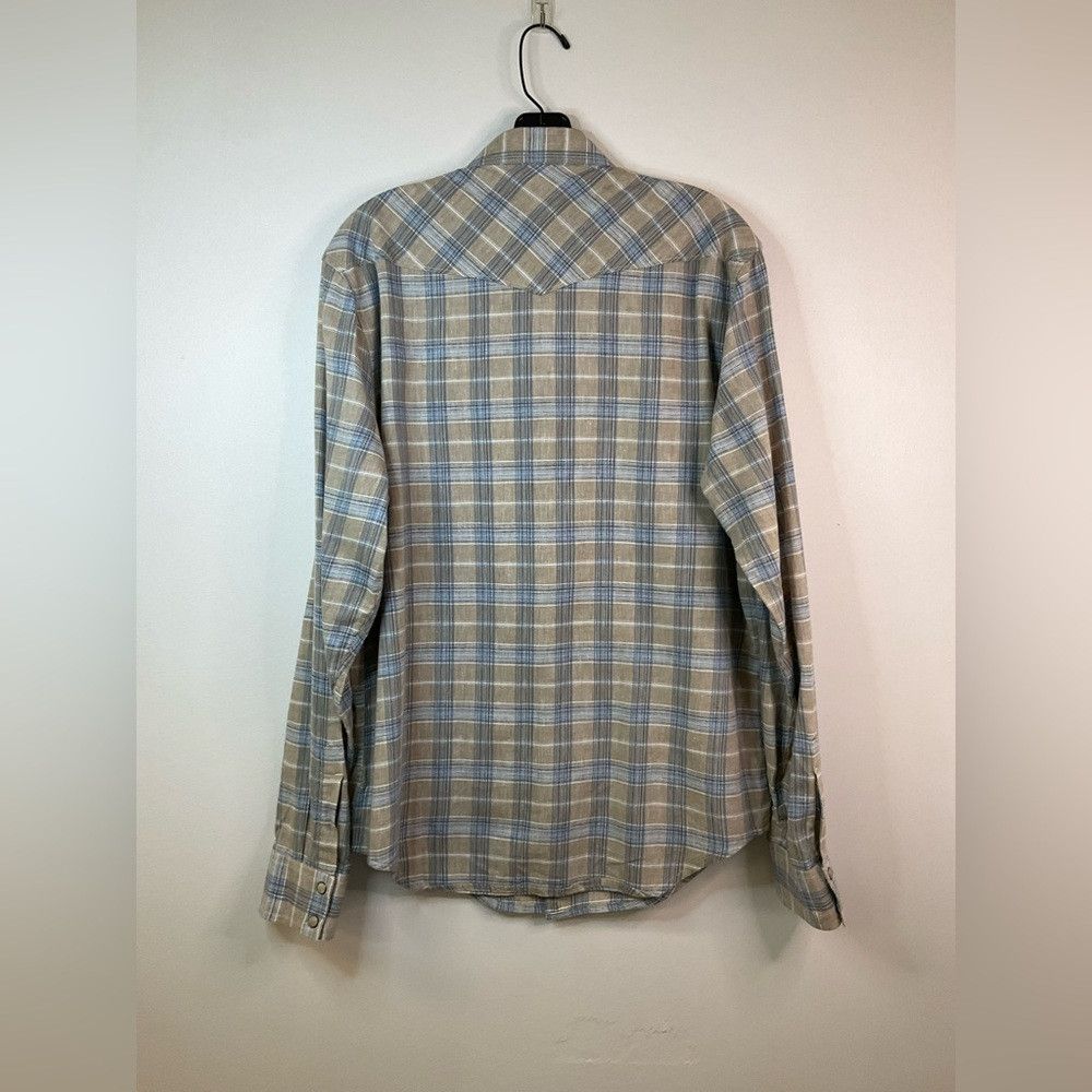 Lucky Brand LUCKY BRAND Tan Blue Plaid Shirt Western Yoke Pearl Size US M / EU 48-50 / 2 - 3 Thumbnail