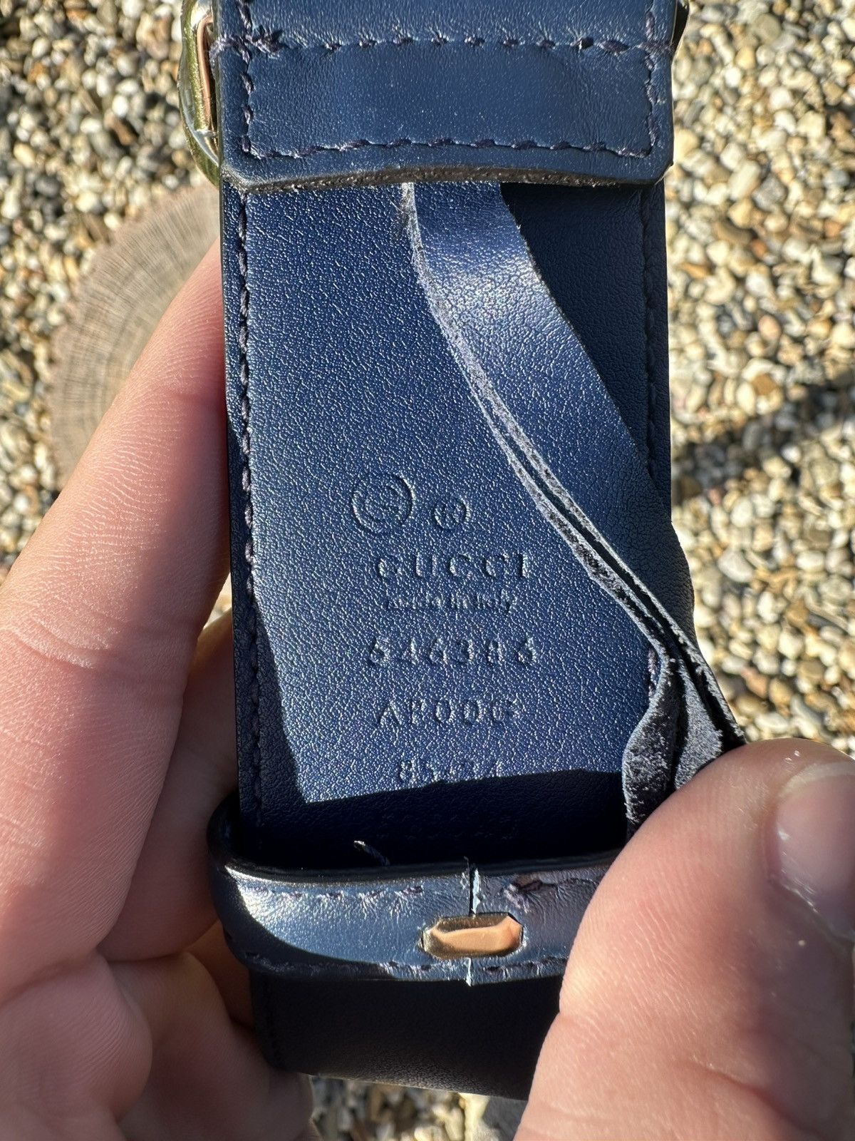 Gucci Interlocking buckle leather belt Gucci Navy size 85 cm Size 34 - 5 Thumbnail