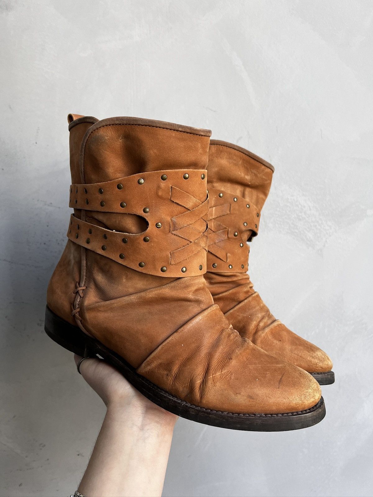 A.S.98 Leather moto ankle avantgarde boots ann demeulemeester style Size US 7.5 / EU 40-41 - 3 Thumbnail