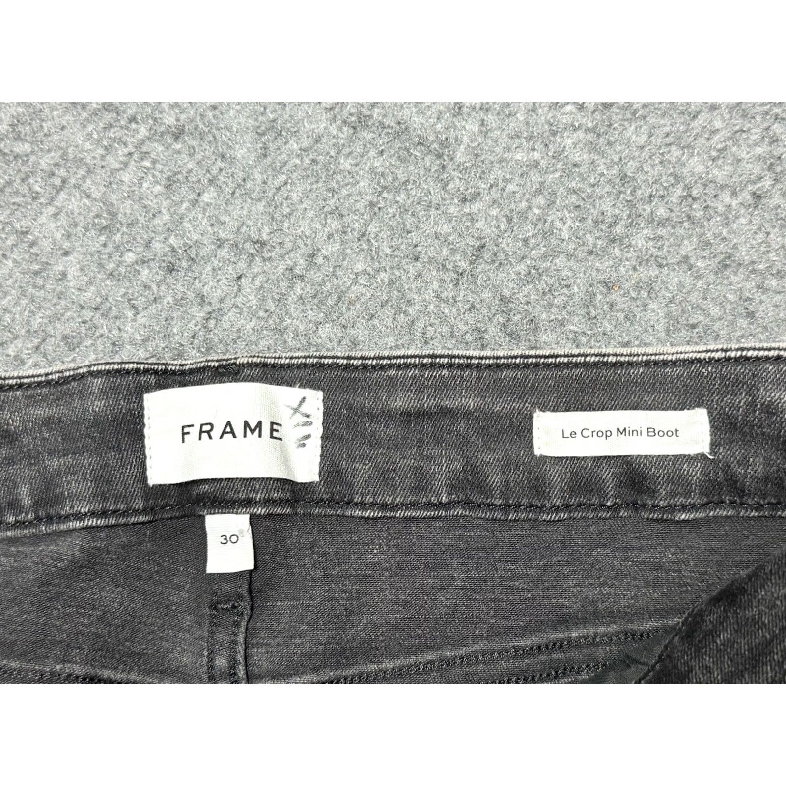 Frame FRAME Le Crop Mini Boot Jeans Womens 30 Black Distressed Denim 5-Pocket Cropped Regular Stretch Modern Vintage: No N/A Size 30" / US 8 / IT 44 - 5 Thumbnail