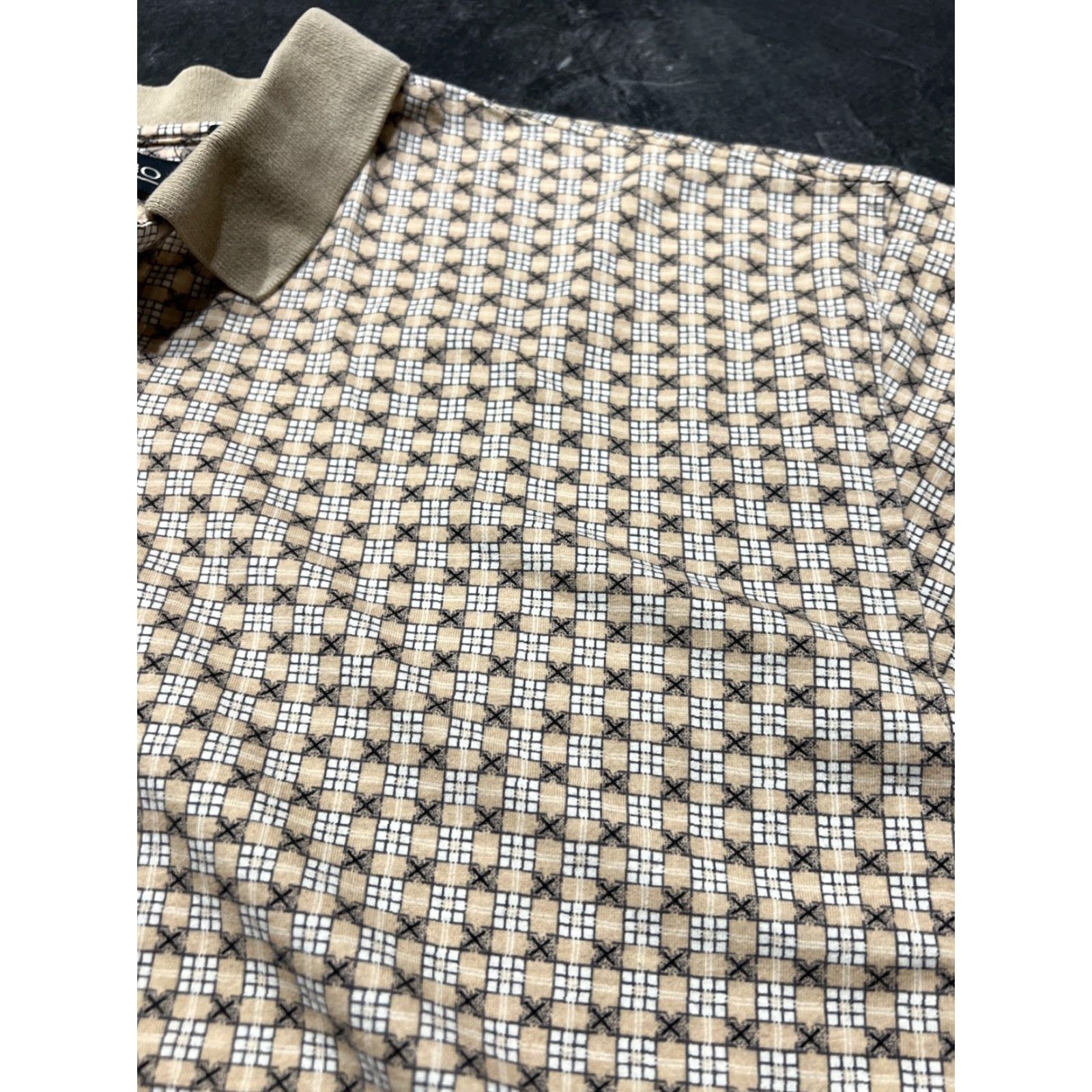Murano Murano Polo Shirt Geometric Golf 100% Cotton Men’s XL Beige S/S Shirt Size US XL / EU 56 / 4 - 2 Thumbnail