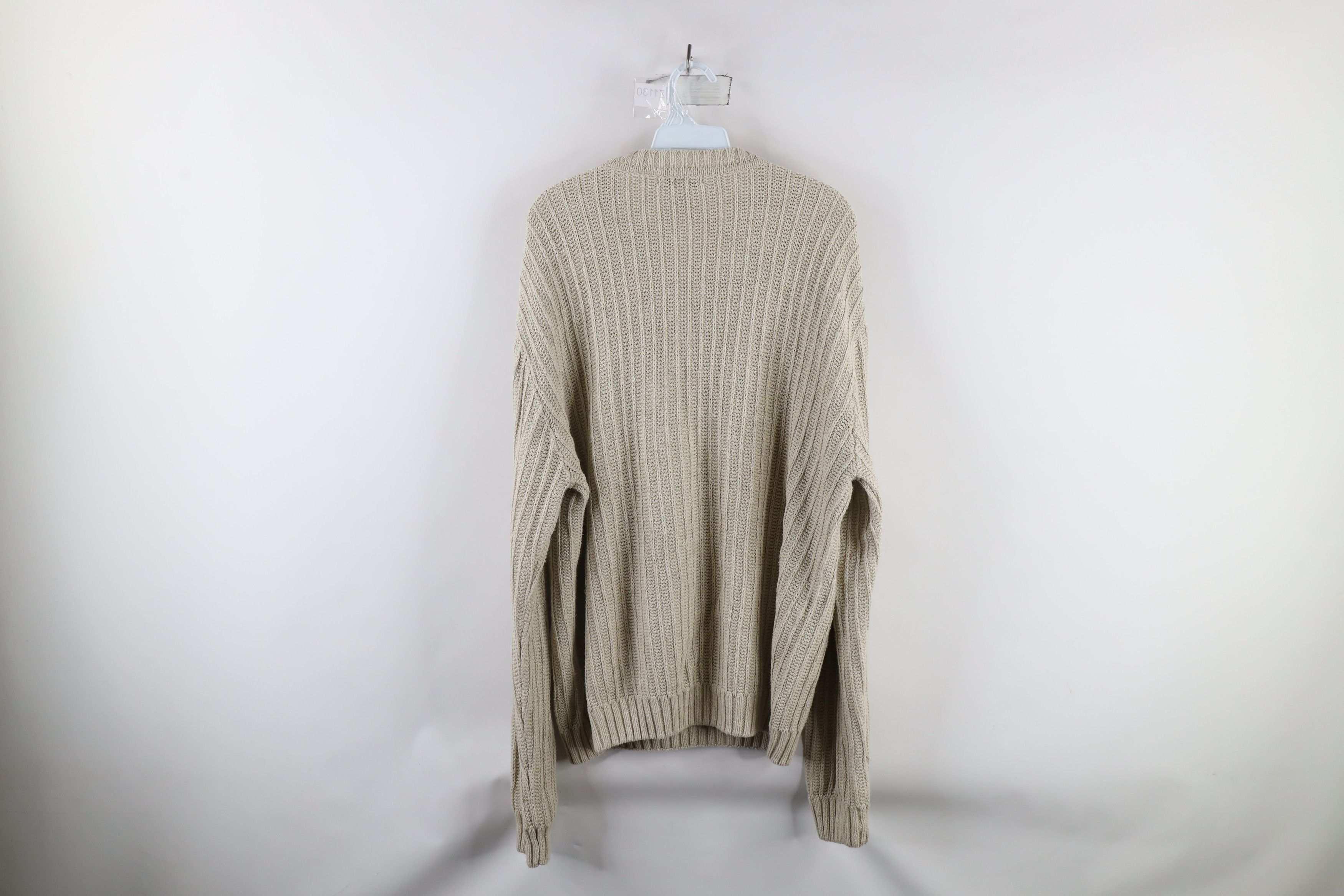 Vintage Vintage 90s Streetwear Ribbed Knit Crewneck Sweater Beige Size US L / EU 52-54 / 3 - 6 Thumbnail