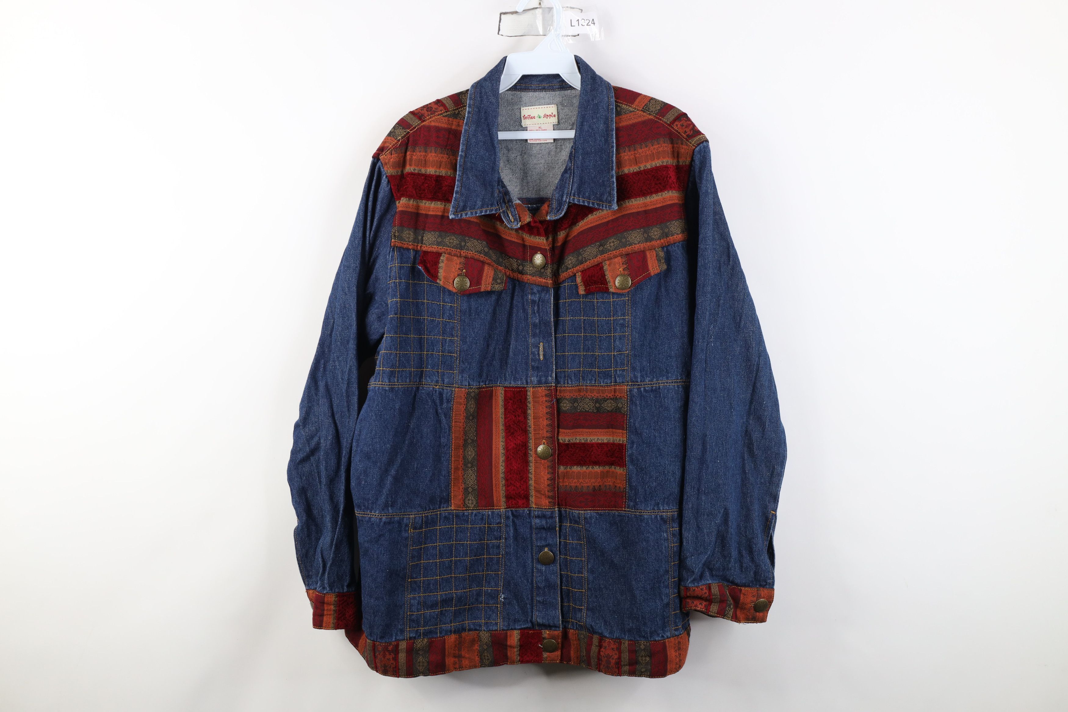Vintage Vintage 90s Y2K Streetwear Patchwork Denim Shirt Jacket Size L / US 10 / IT 46 - 1 Thumbnail