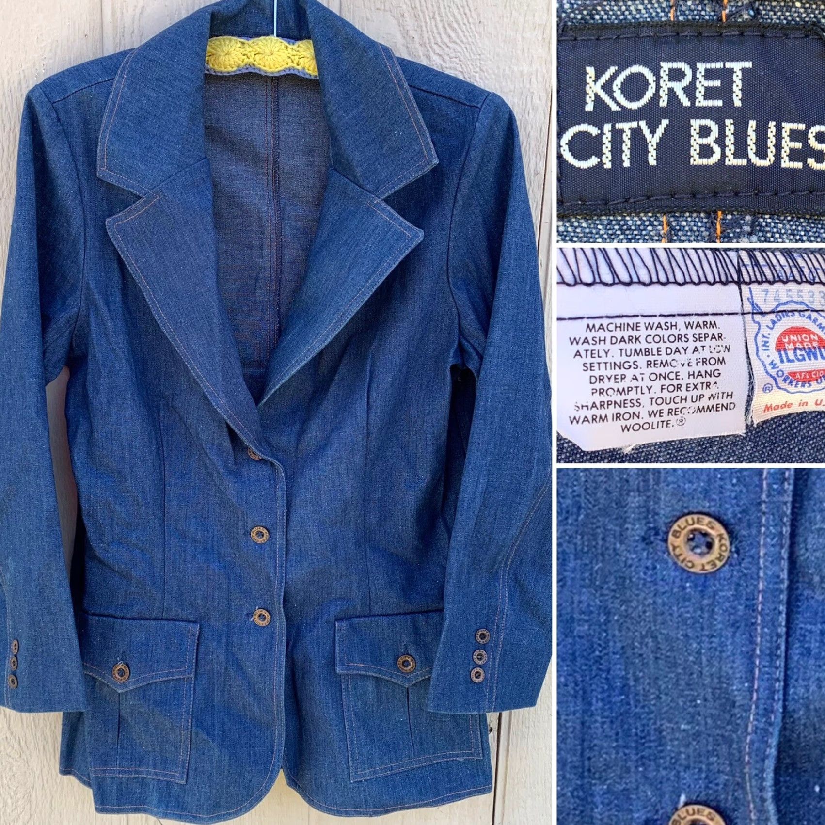Vintage VINTAGE Koret City Blues denim blazer jacket Union Made In USA 1970s M/L Blue Denim Jacket Mens/Womens? Size M / US 6-8 / IT 42-44 - 2 Thumbnail